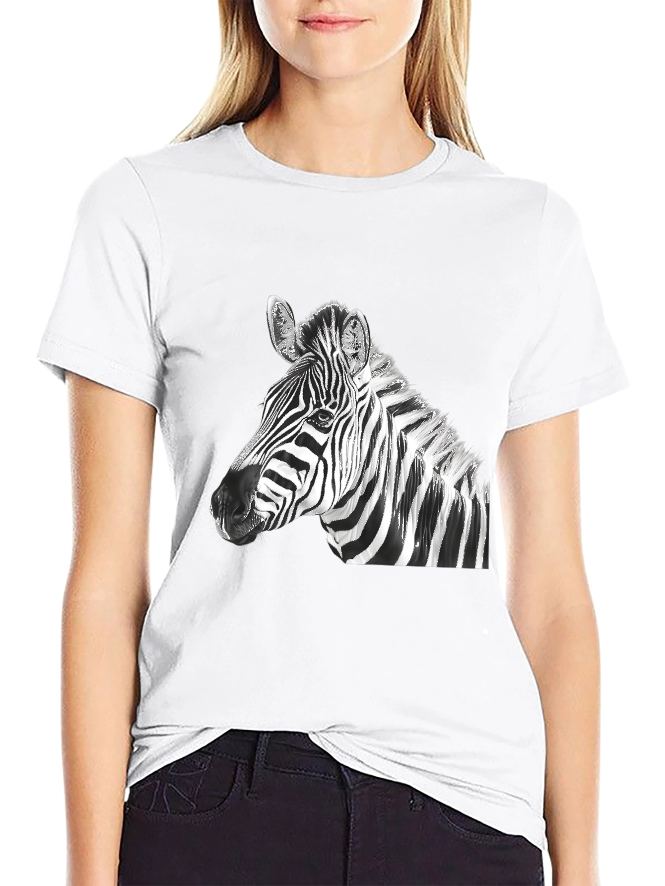 Zebra Graphic Tee - Black Cotton Blend Shirt