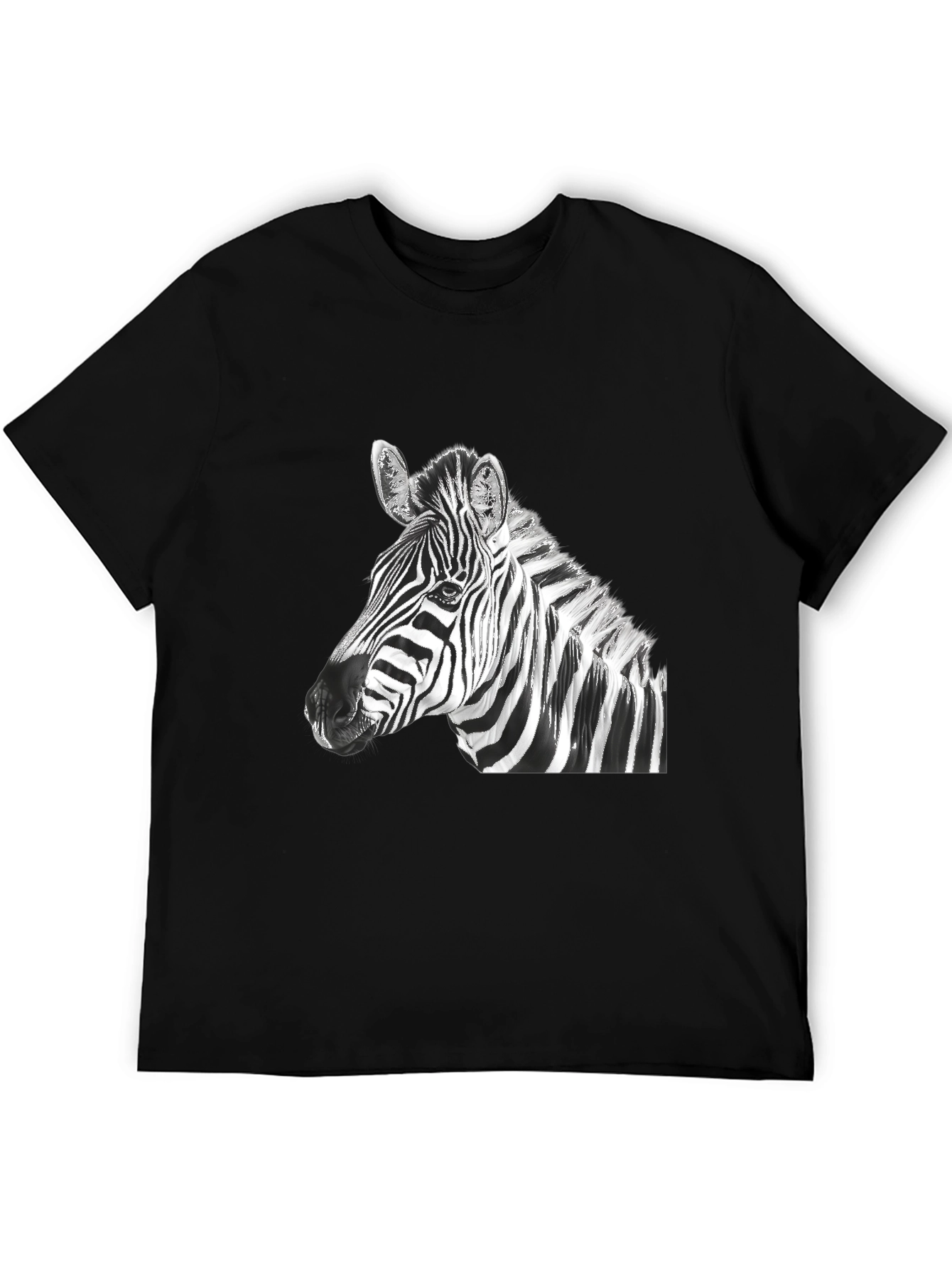 Zebra Graphic Tee - Black Cotton Blend Shirt