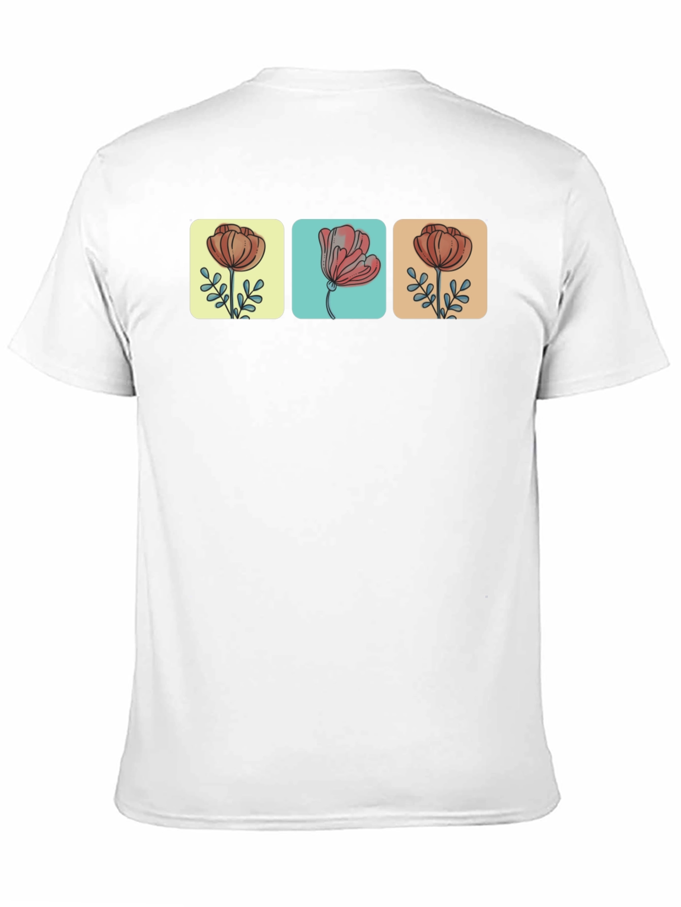Floral Squares Black T-Shirt