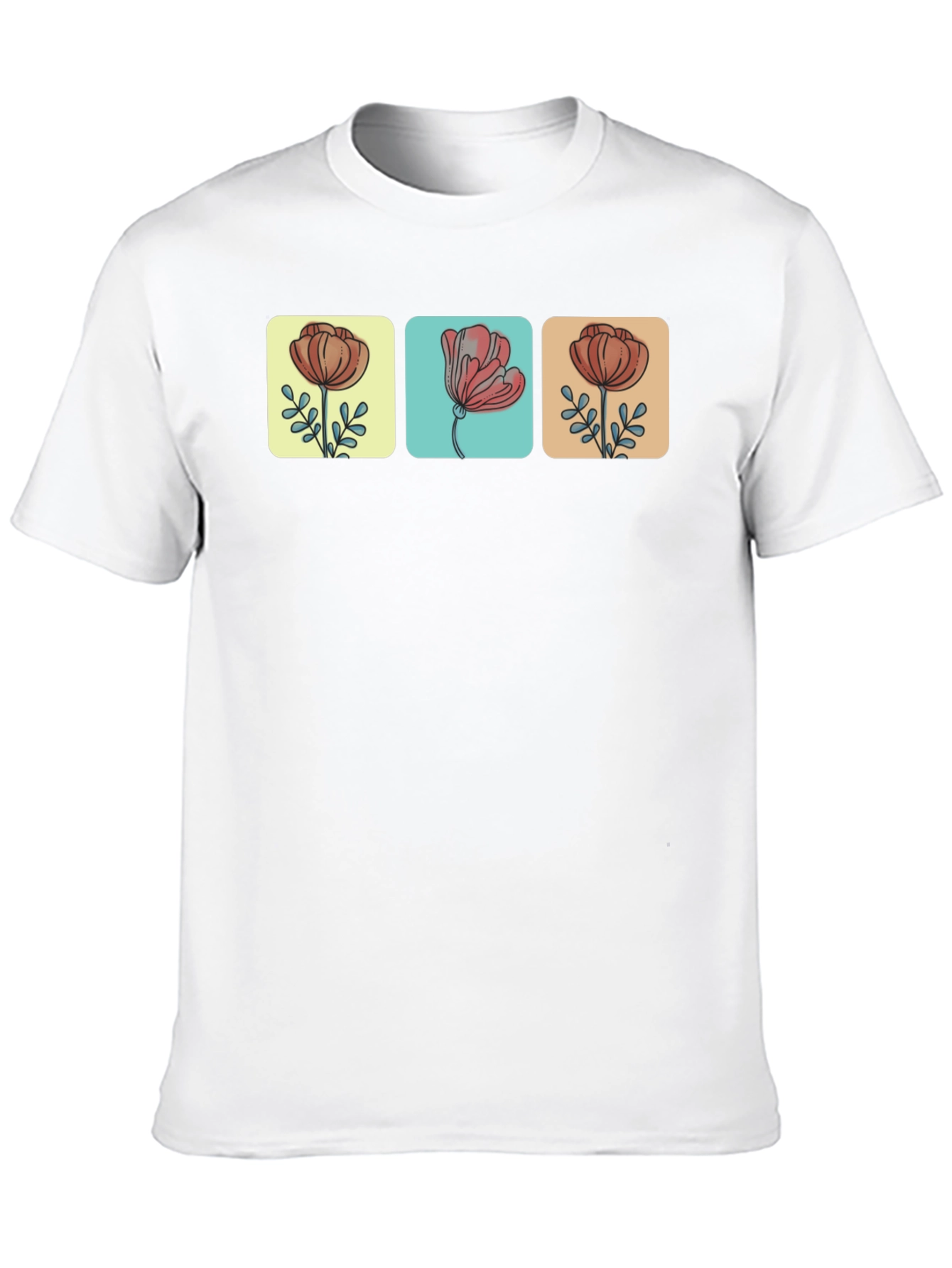 Floral Squares Black T-Shirt