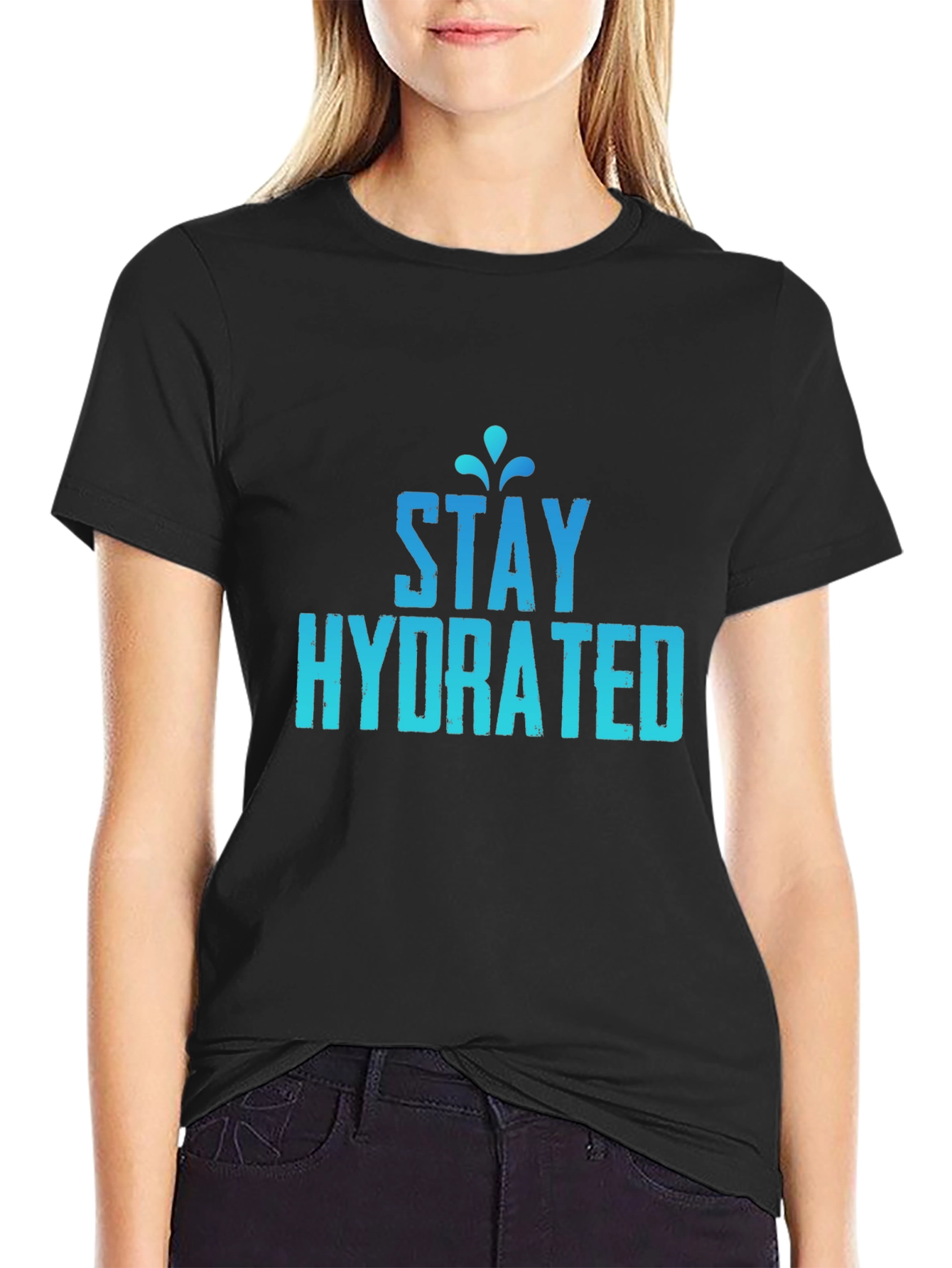 Stay Hydrated Graphic Tee - Black Cotton T-Shirt