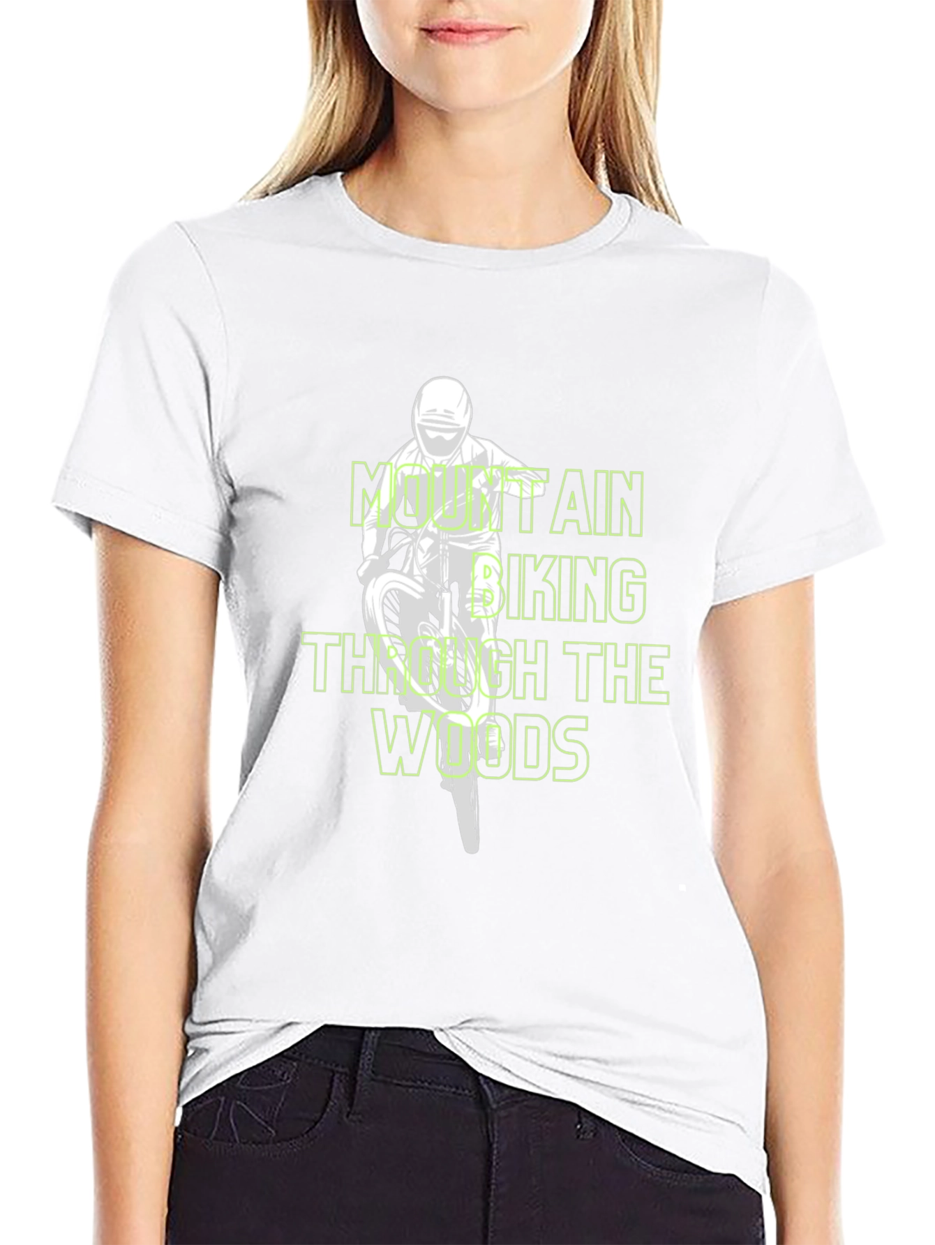 Mountain Biking Through the Woods Black T-Shirt