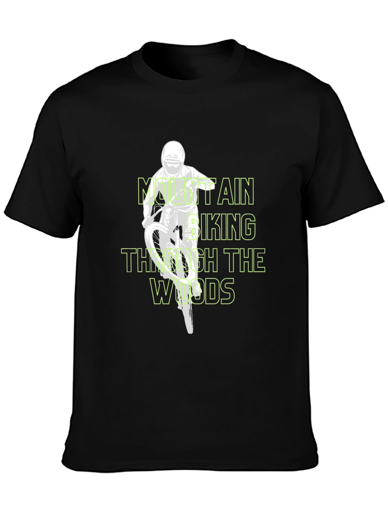 Mountain Biking Through the Woods Black T-Shirt