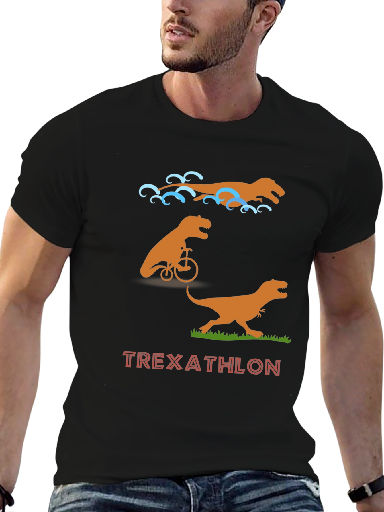 T-Rex Triathlon Novelty Graphic Tee