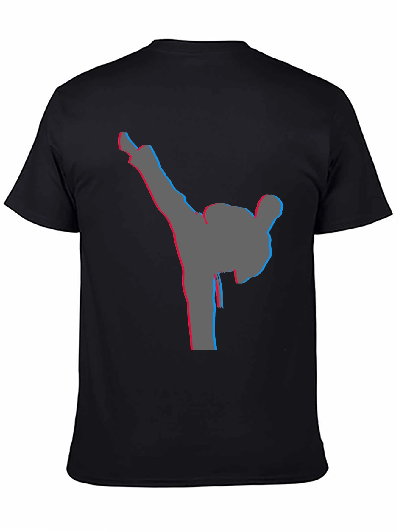 Mens Black T-Shirt with Karate Kick Graphic