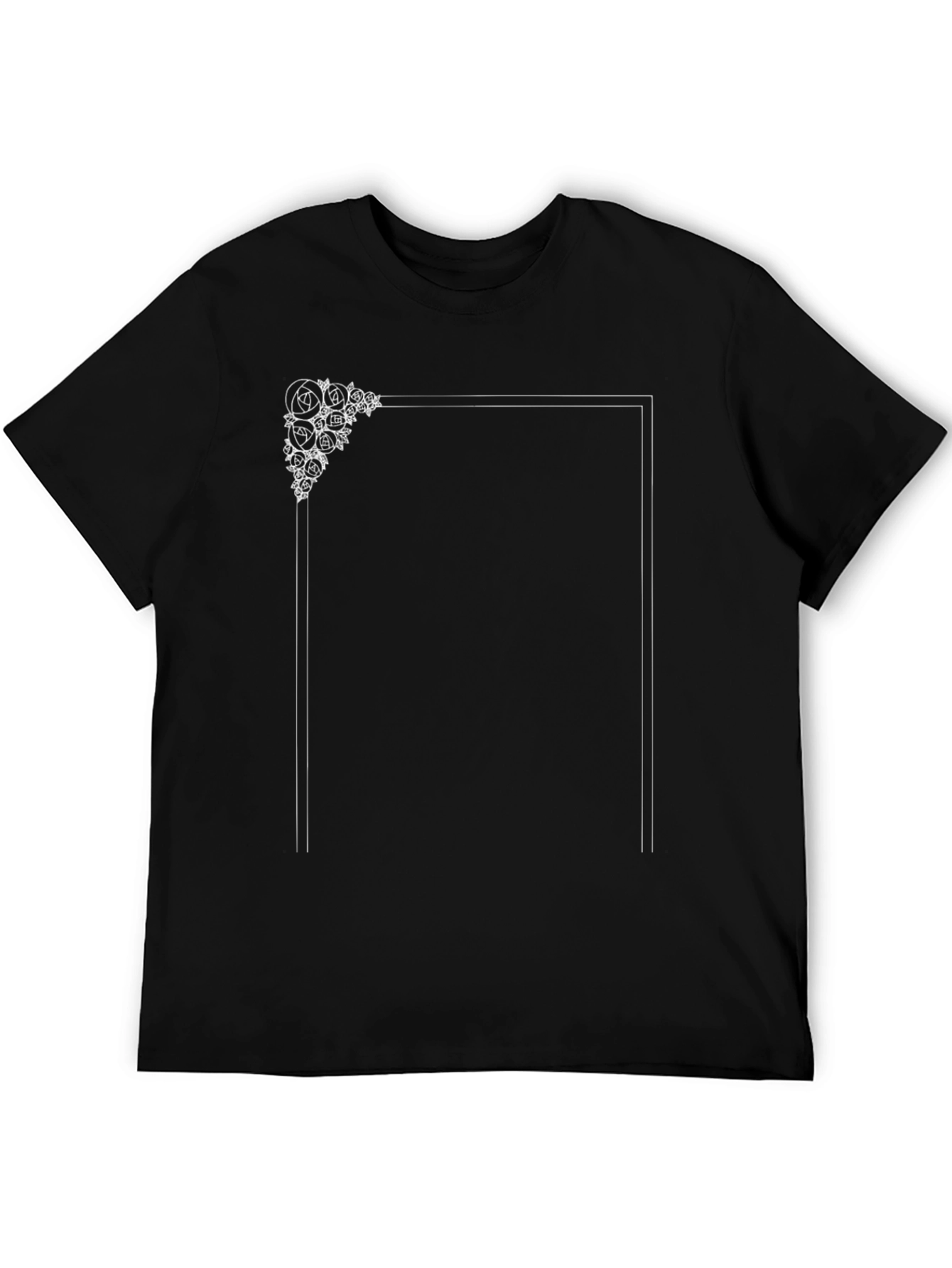 Modern Floral Frame Black T-Shirt
