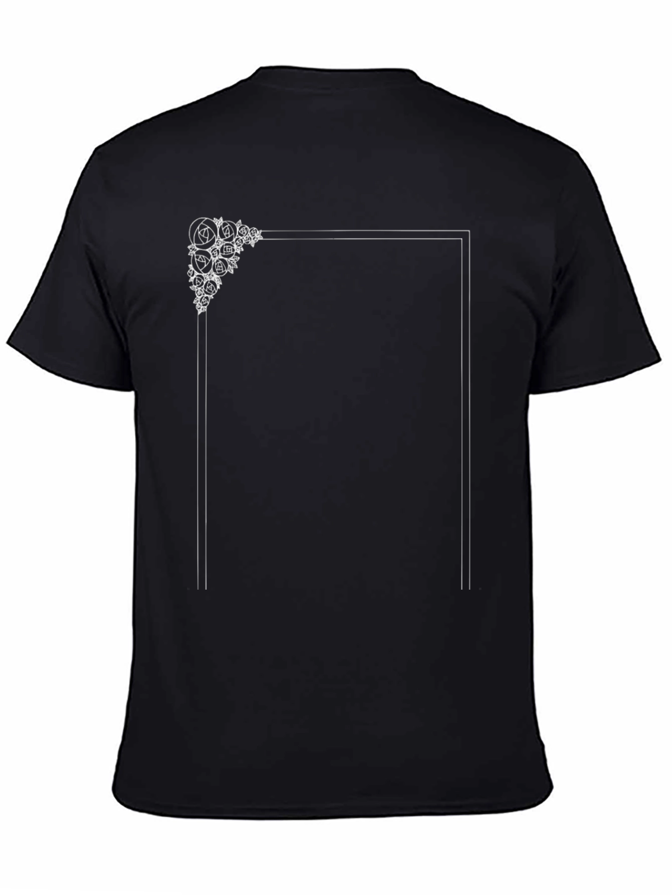 Modern Floral Frame Black T-Shirt
