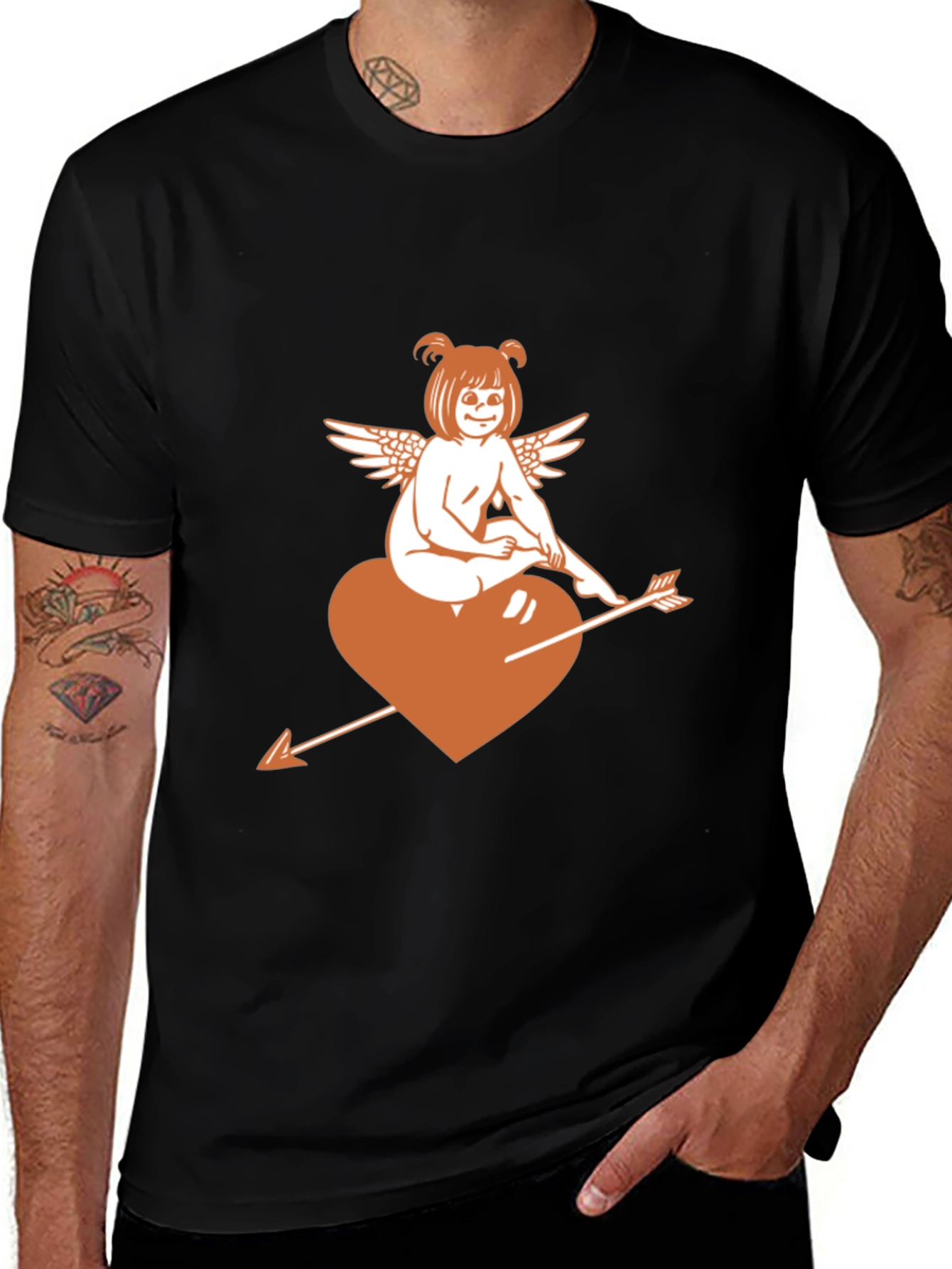Cupid Heart Arrow Graphic T-Shirt