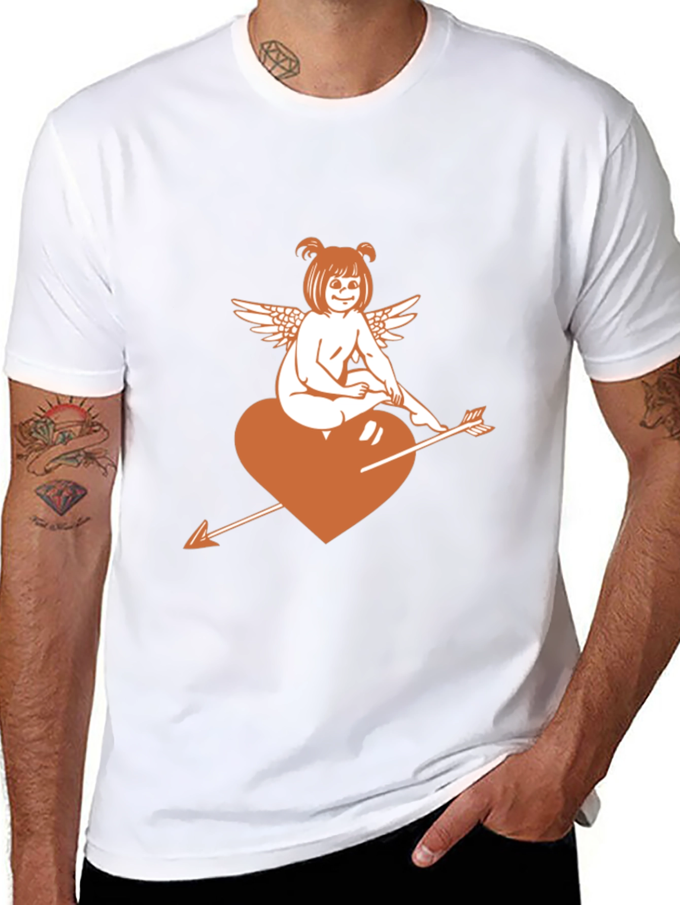 Cupid Heart Arrow Graphic T-Shirt