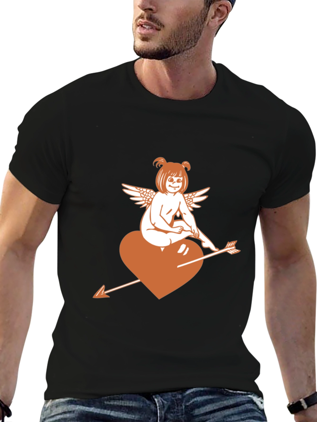 Cupid Heart Arrow Graphic T-Shirt