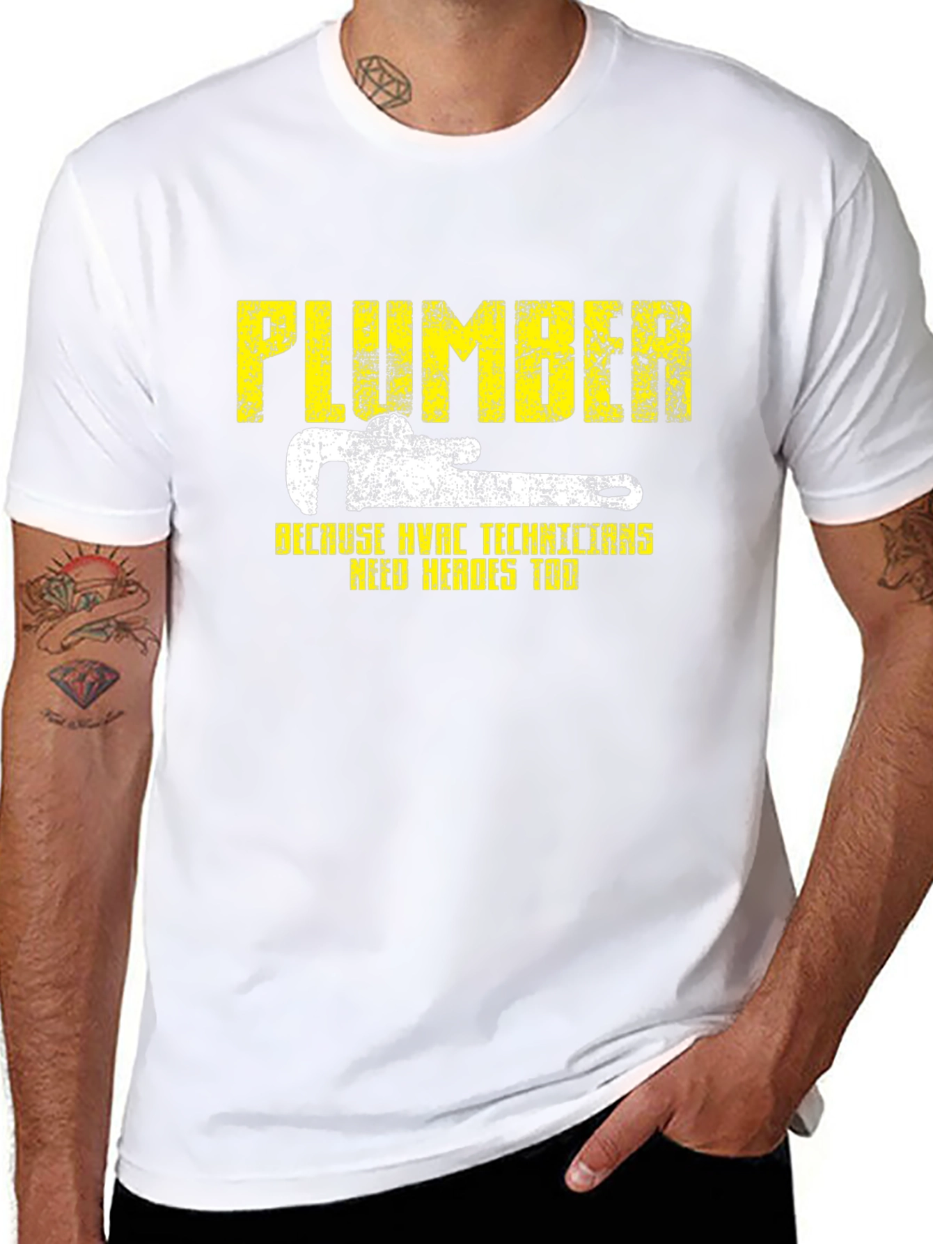Plumber HVAC Technicians Hero Black Graphic T-Shirt