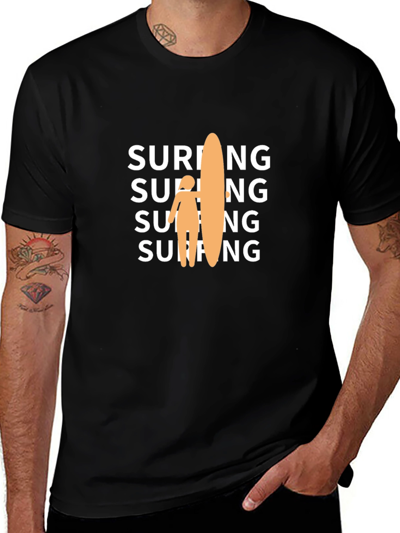 Surfing Graphic Black Tee