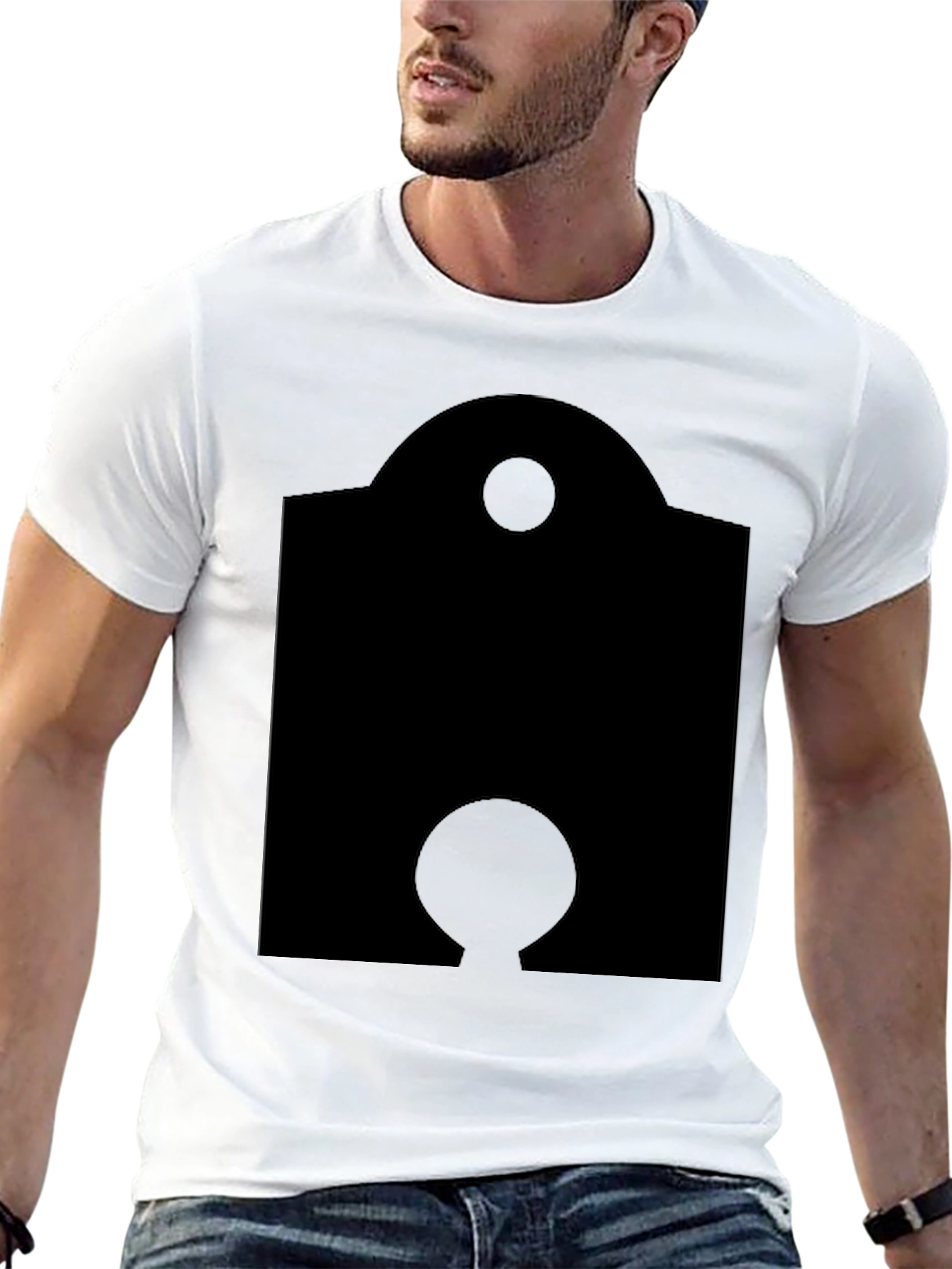 Unique Black Graphic Tee - Modern Geometric Design