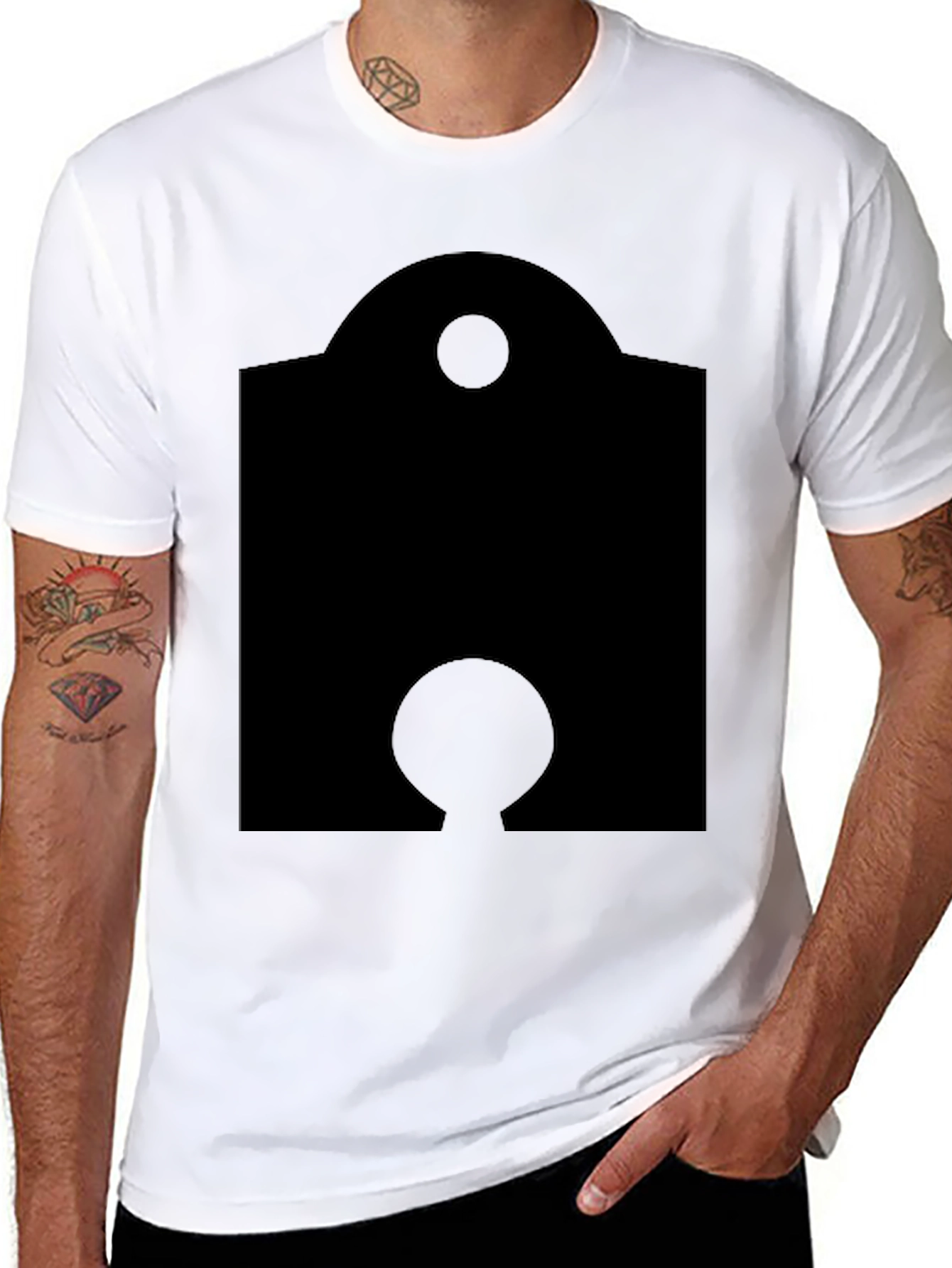 Unique Black Graphic Tee - Modern Geometric Design