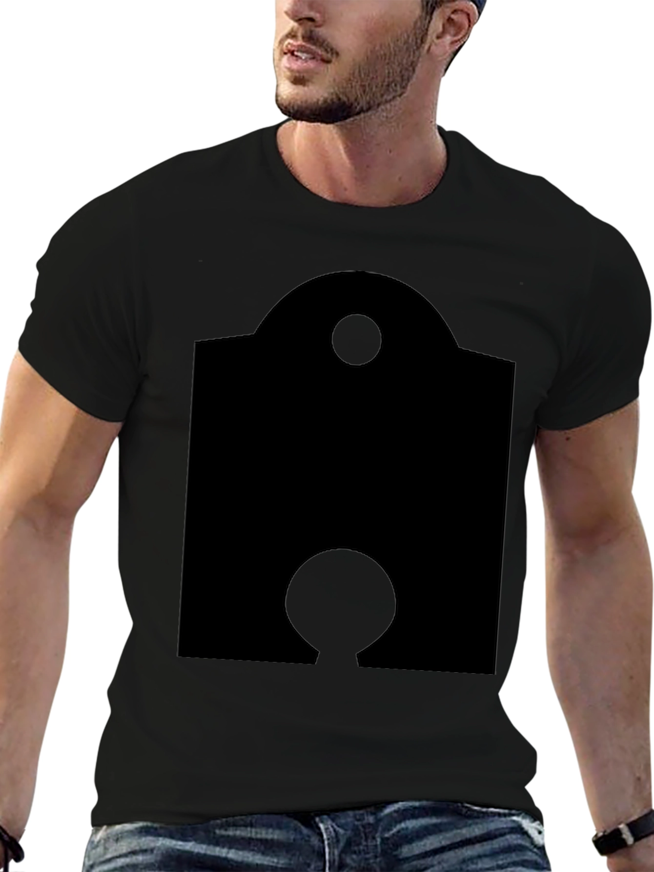 Unique Black Graphic Tee - Modern Geometric Design