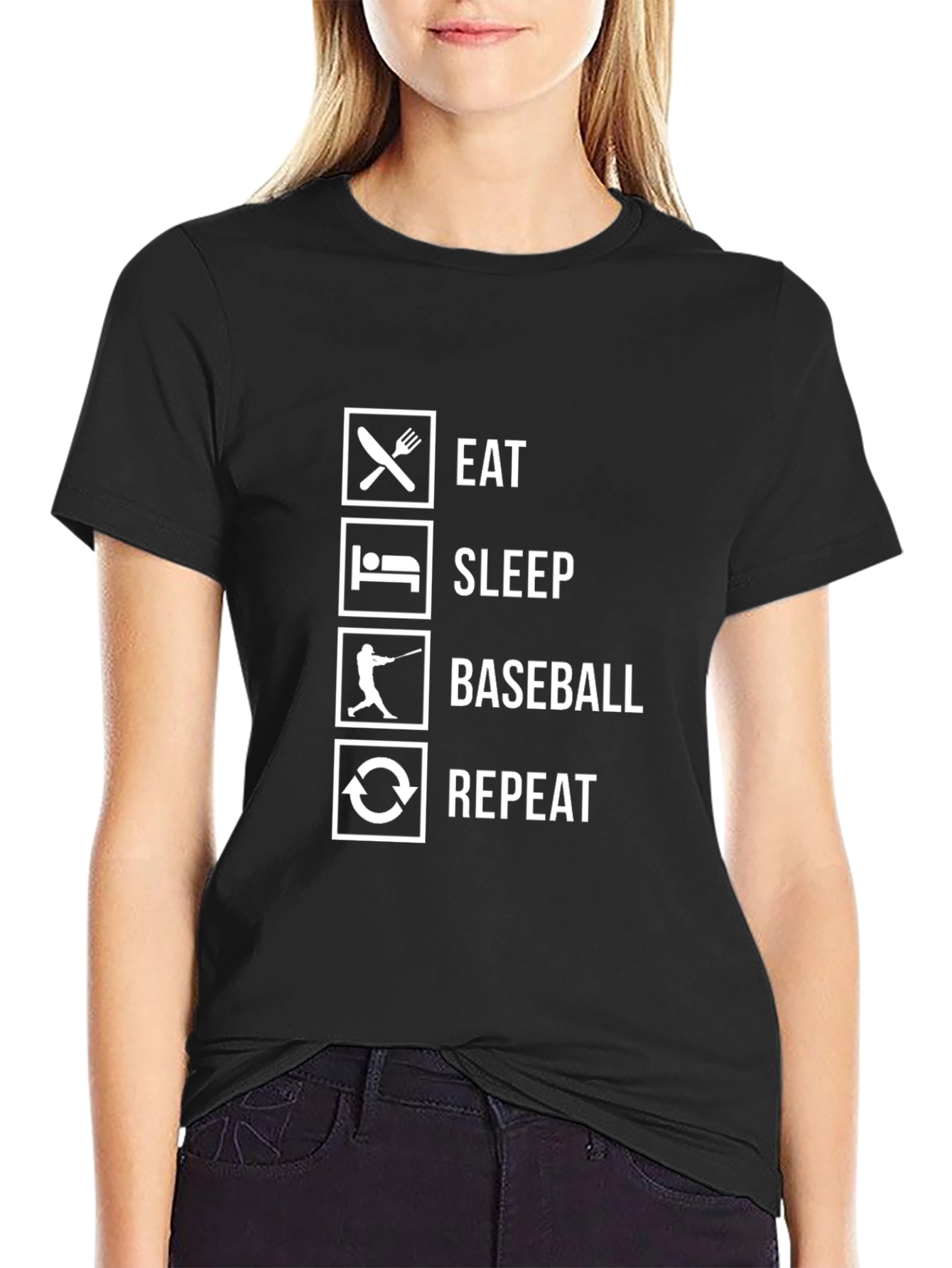 Eat Sleep Baseball Repeat Graphic Tee