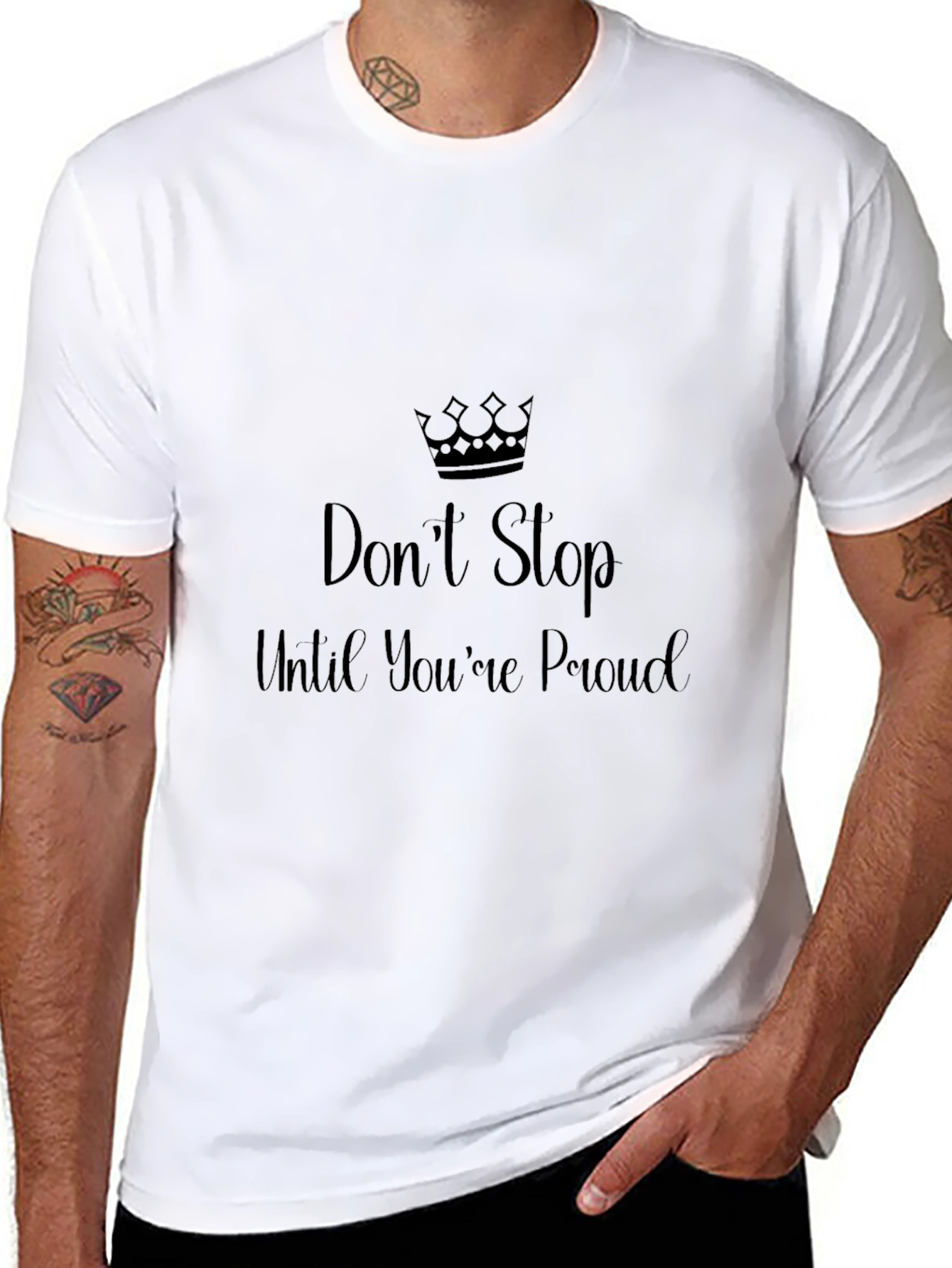 Inspirational Black T-Shirt - Dont Stop Until Youre Proud