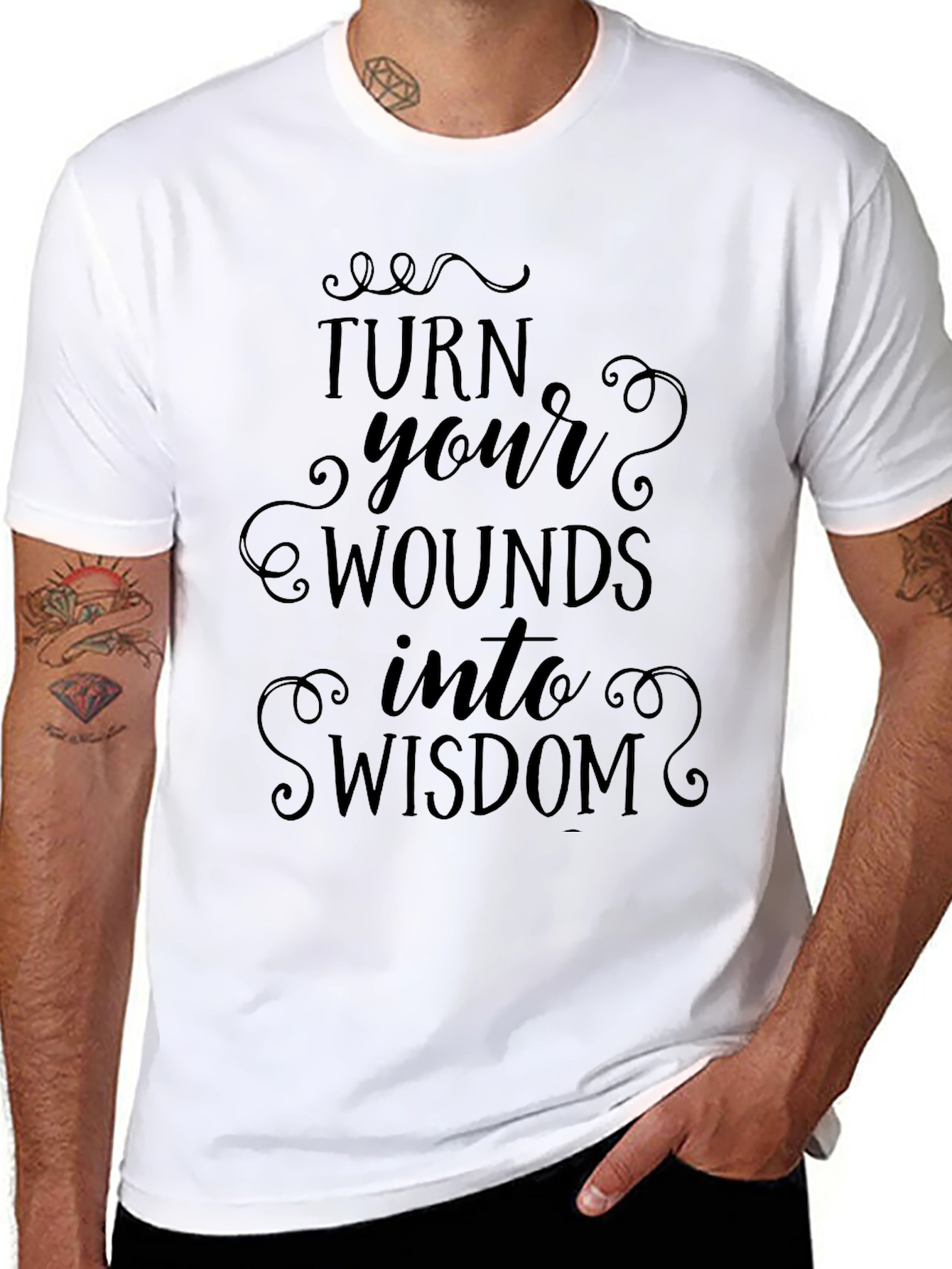 Inspirational Turn Wounds Into Wisdom Black T-Shirt