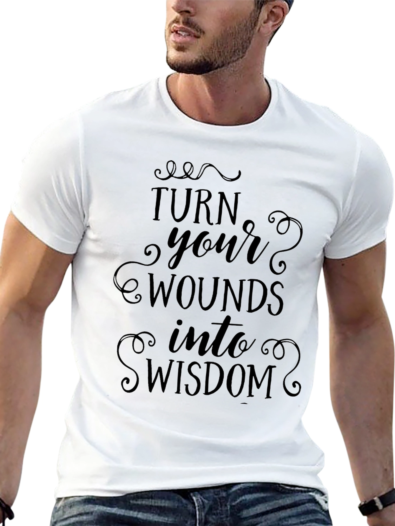 Inspirational Turn Wounds Into Wisdom Black T-Shirt