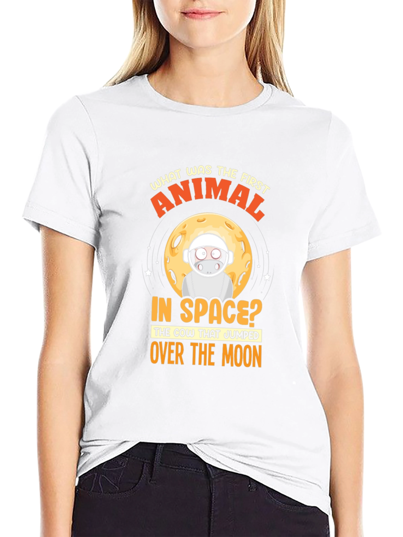 Cow Jumps Over the Moon Black T-Shirt
