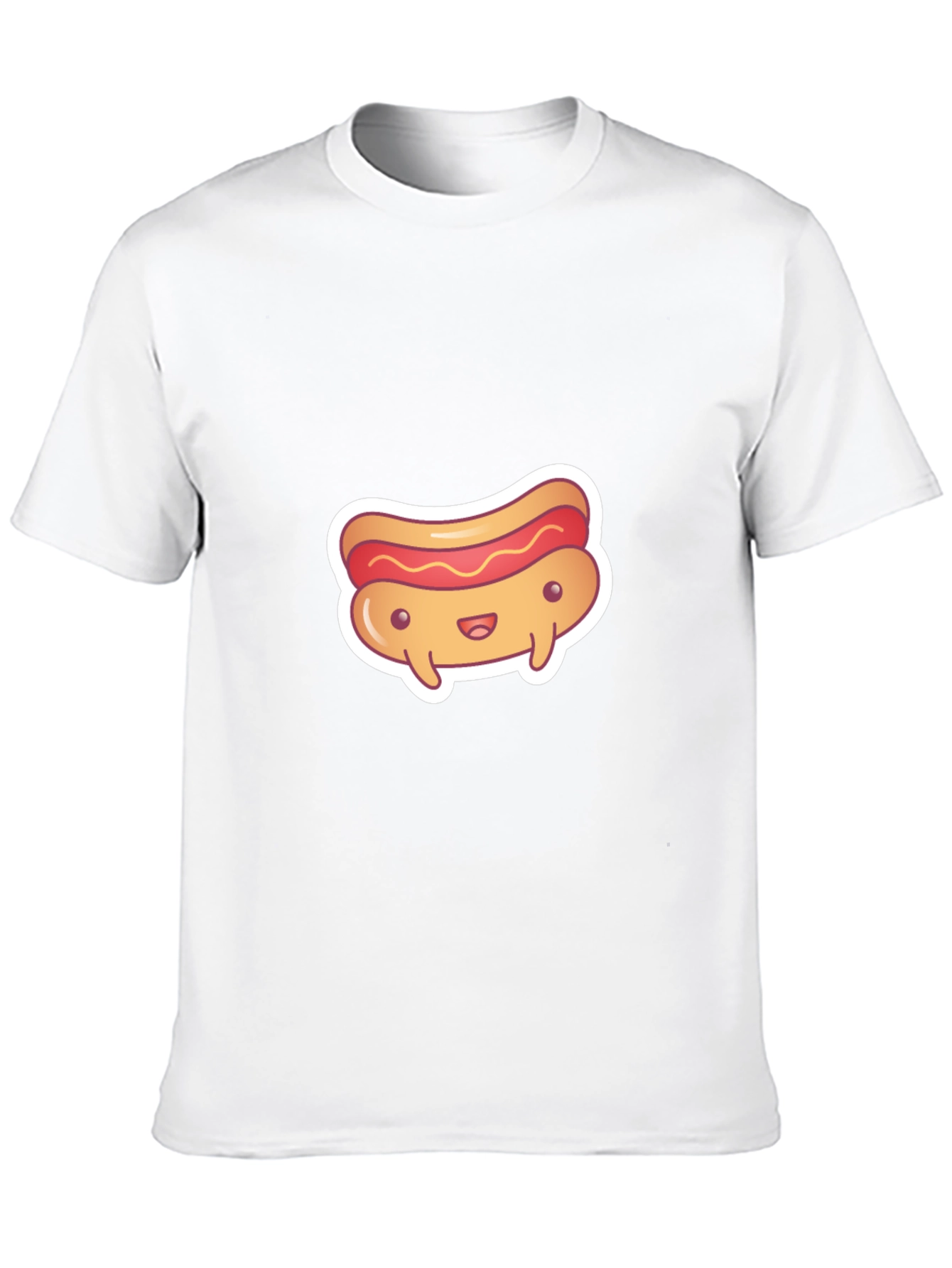 Cute Cartoon Hotdog Graphic Black T-Shirt