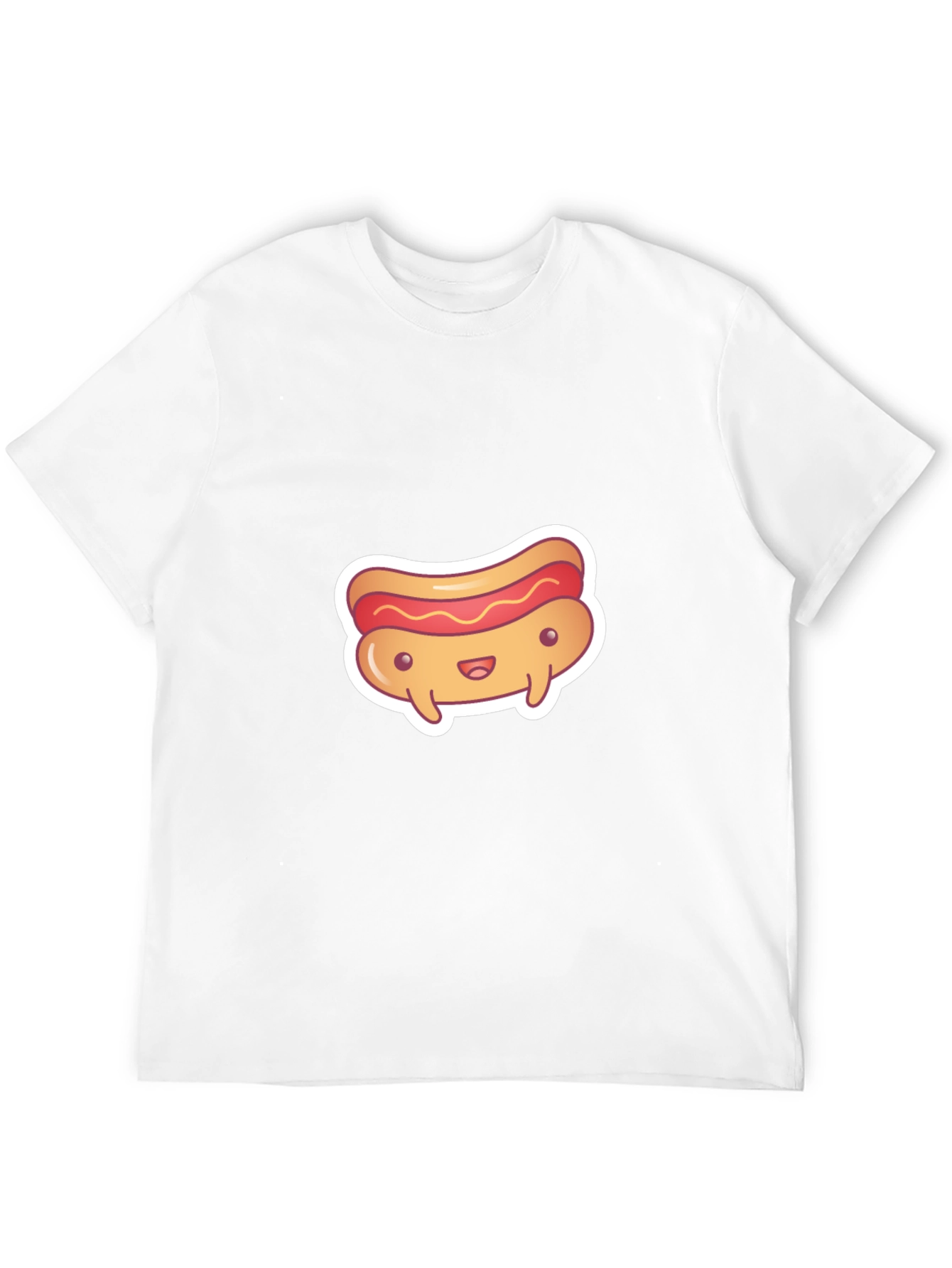 Cute Cartoon Hotdog Graphic Black T-Shirt