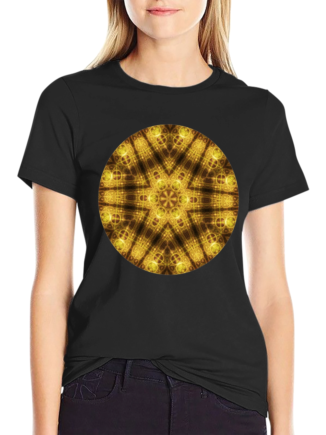 Golden Geometric Mandala T-Shirt