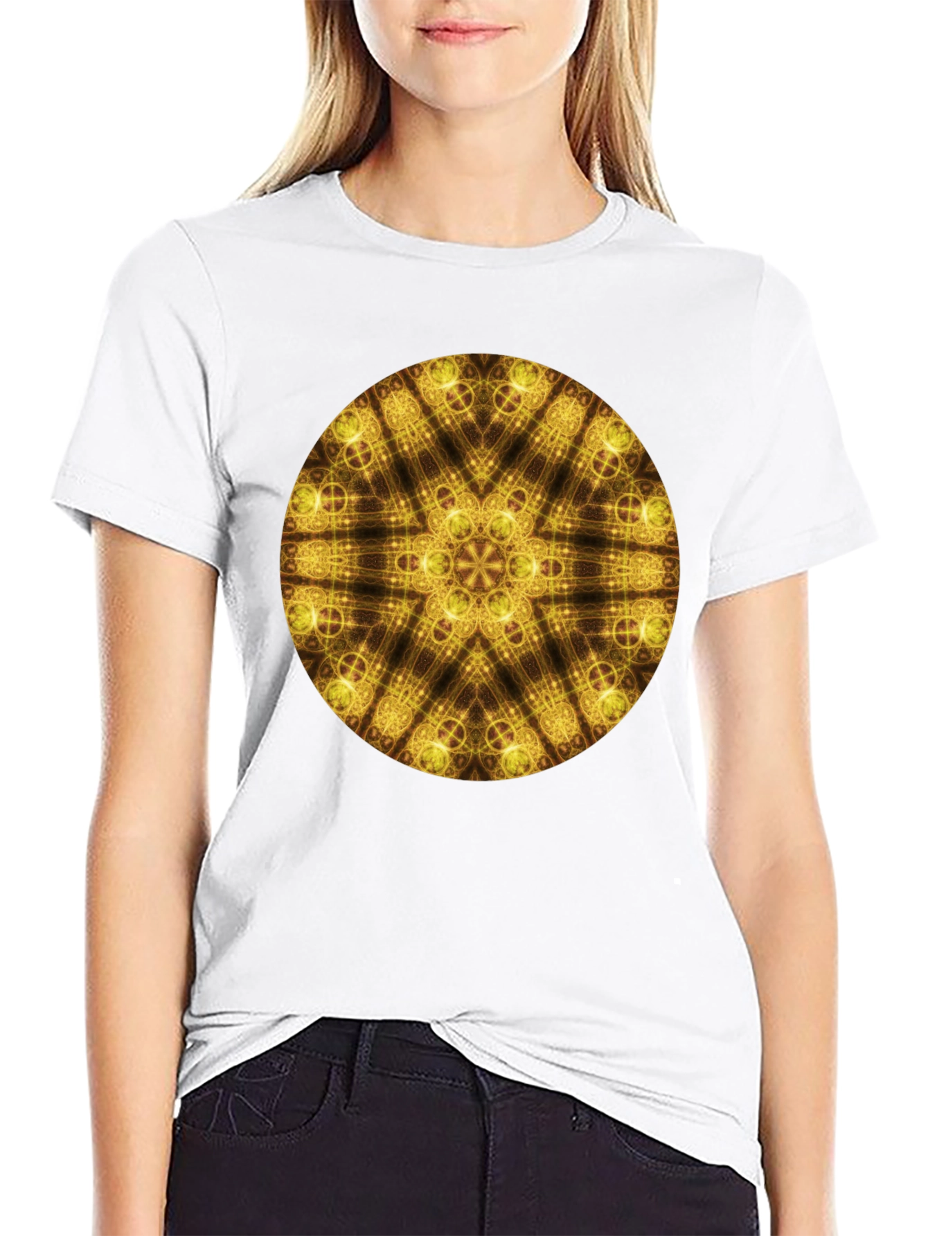 Golden Geometric Mandala T-Shirt