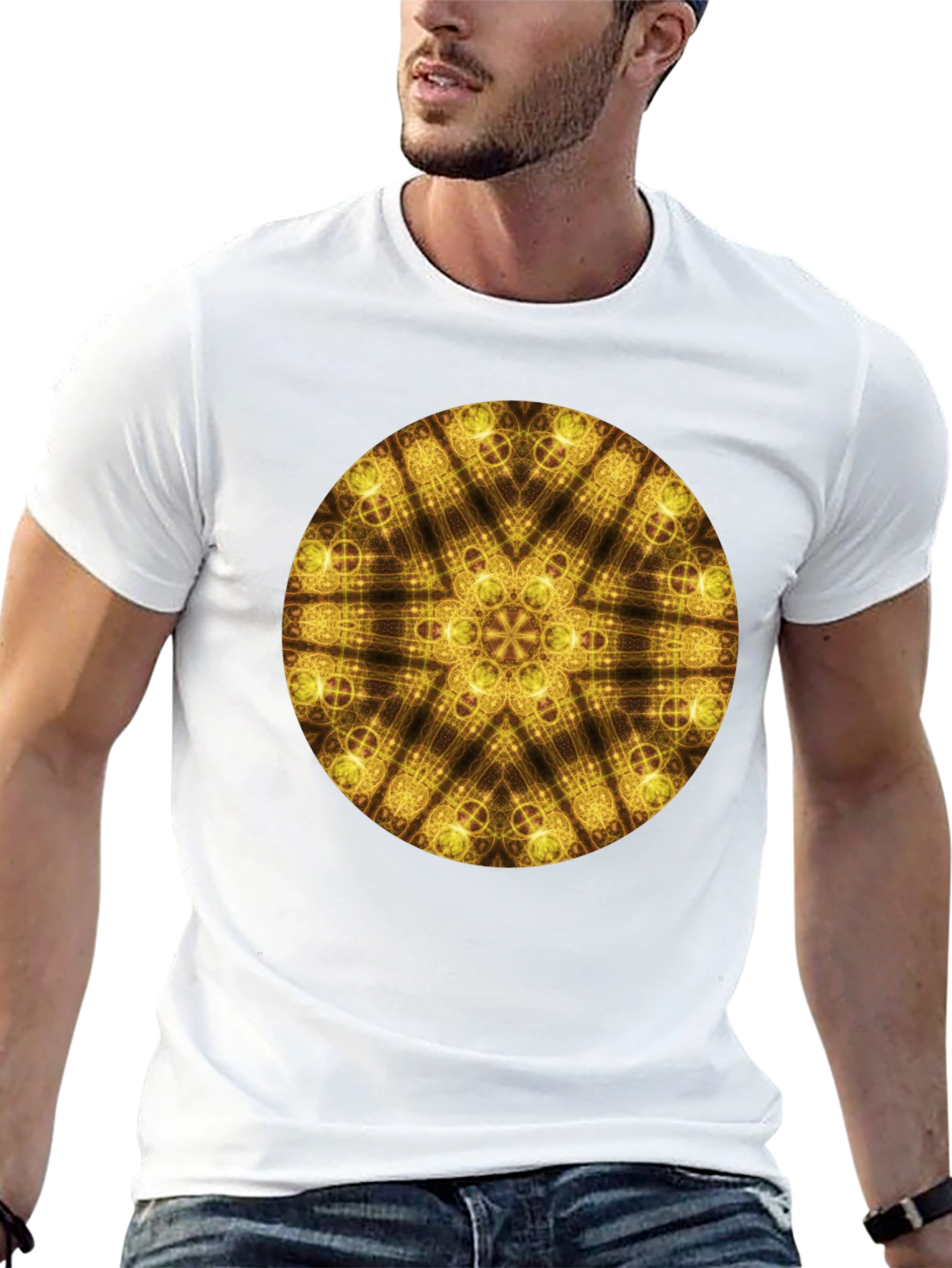Golden Geometric Mandala T-Shirt