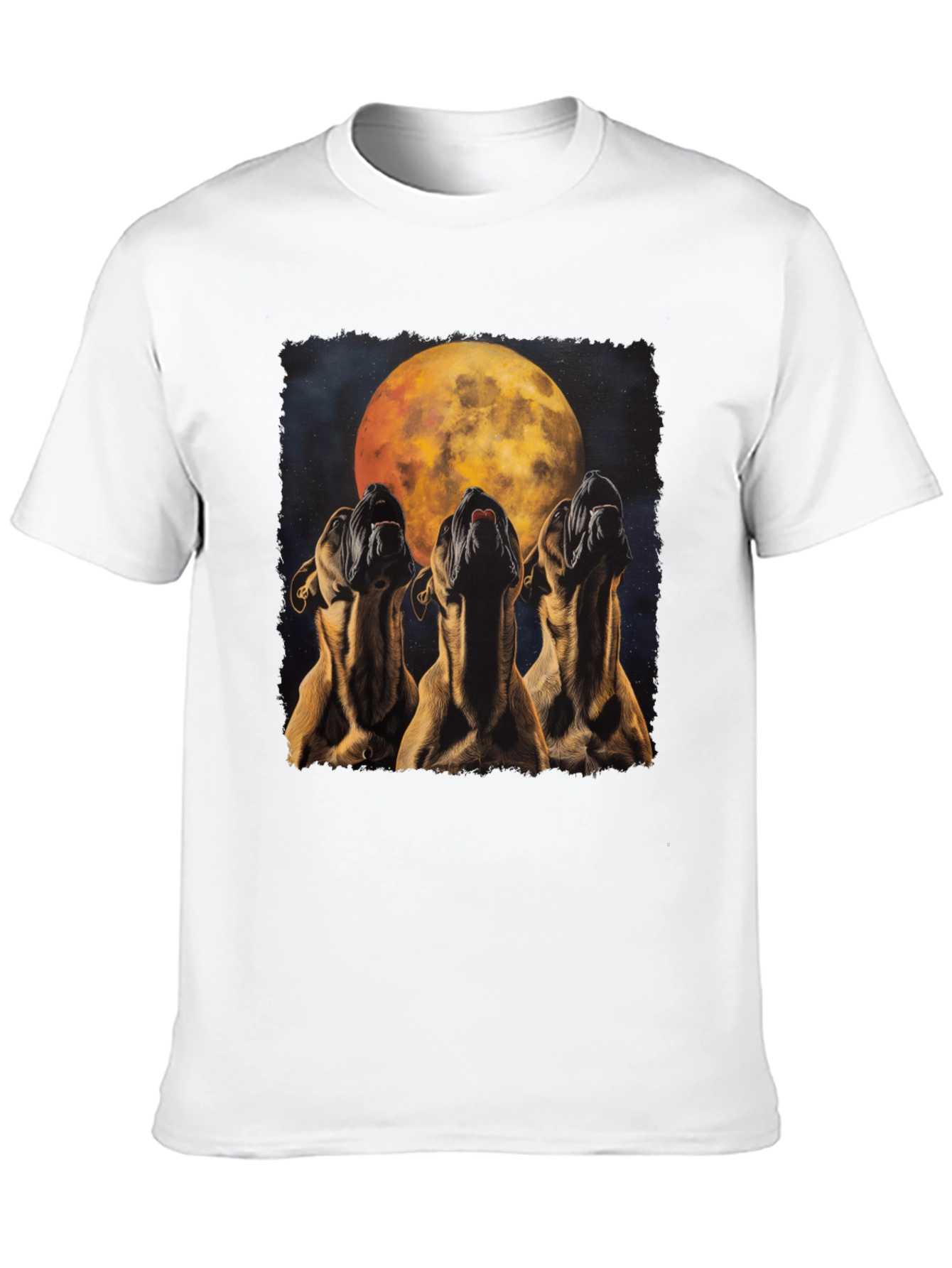 Howling Dog Moon Graphic Tee - Black