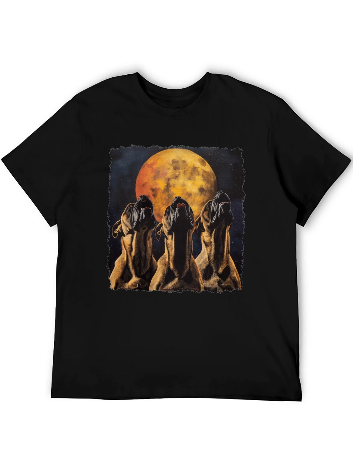 Howling Dog Moon Graphic Tee - Black