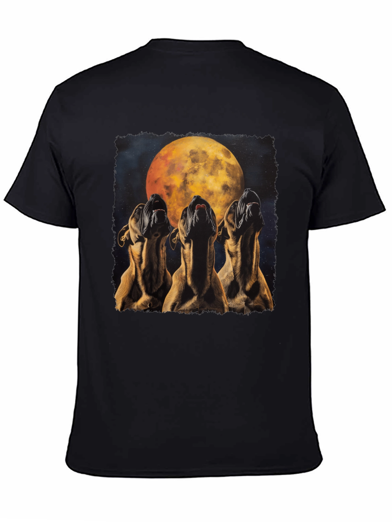 Howling Dog Moon Graphic Tee - Black