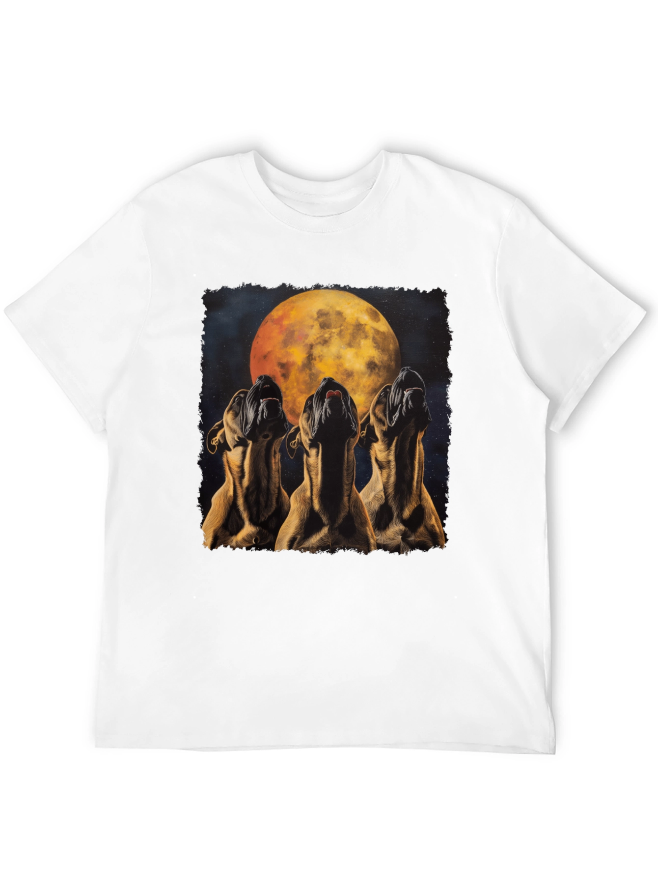 Howling Dog Moon Graphic Tee - Black