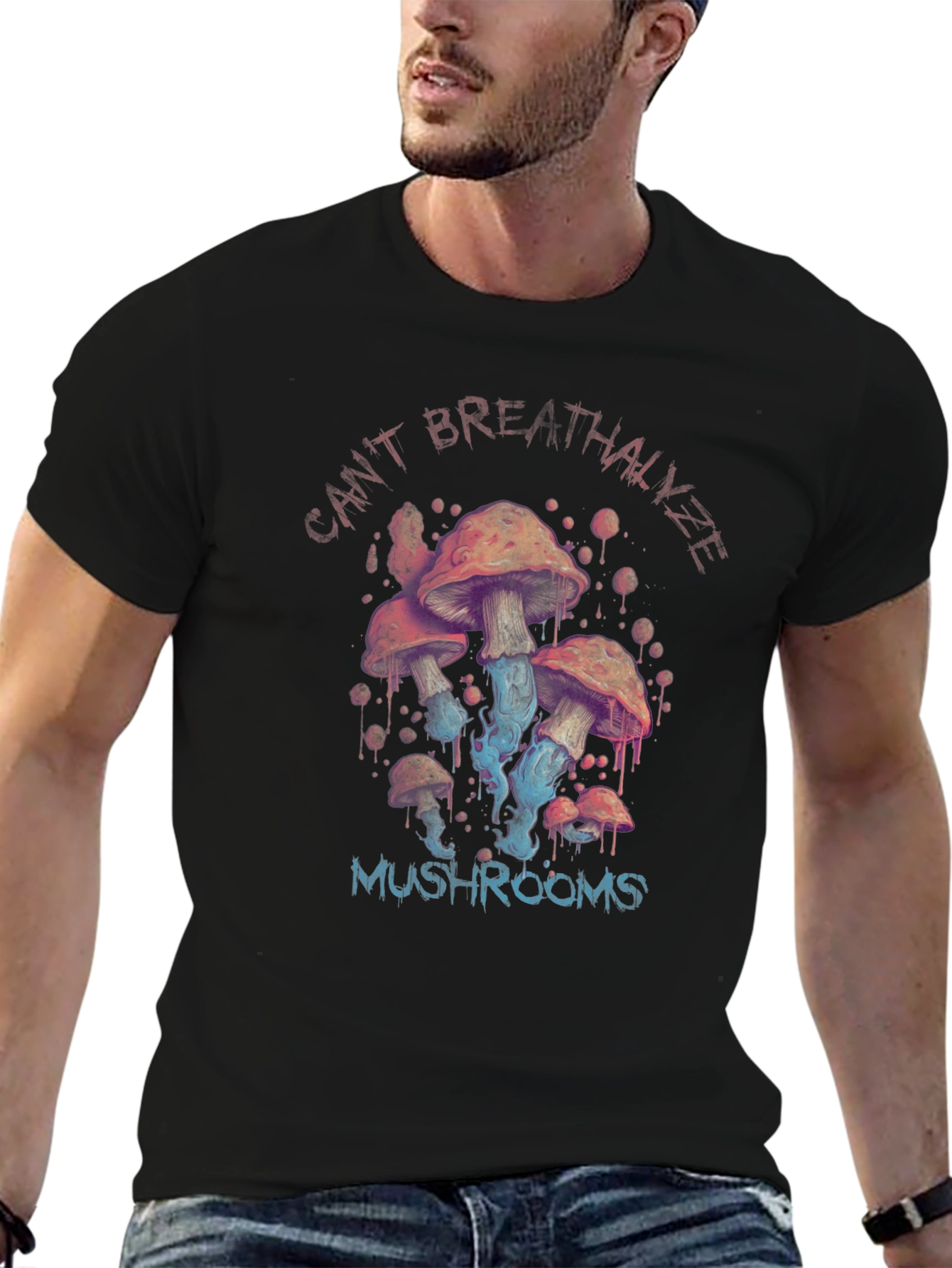 Cant Breathalyze Mushrooms Black T-Shirt