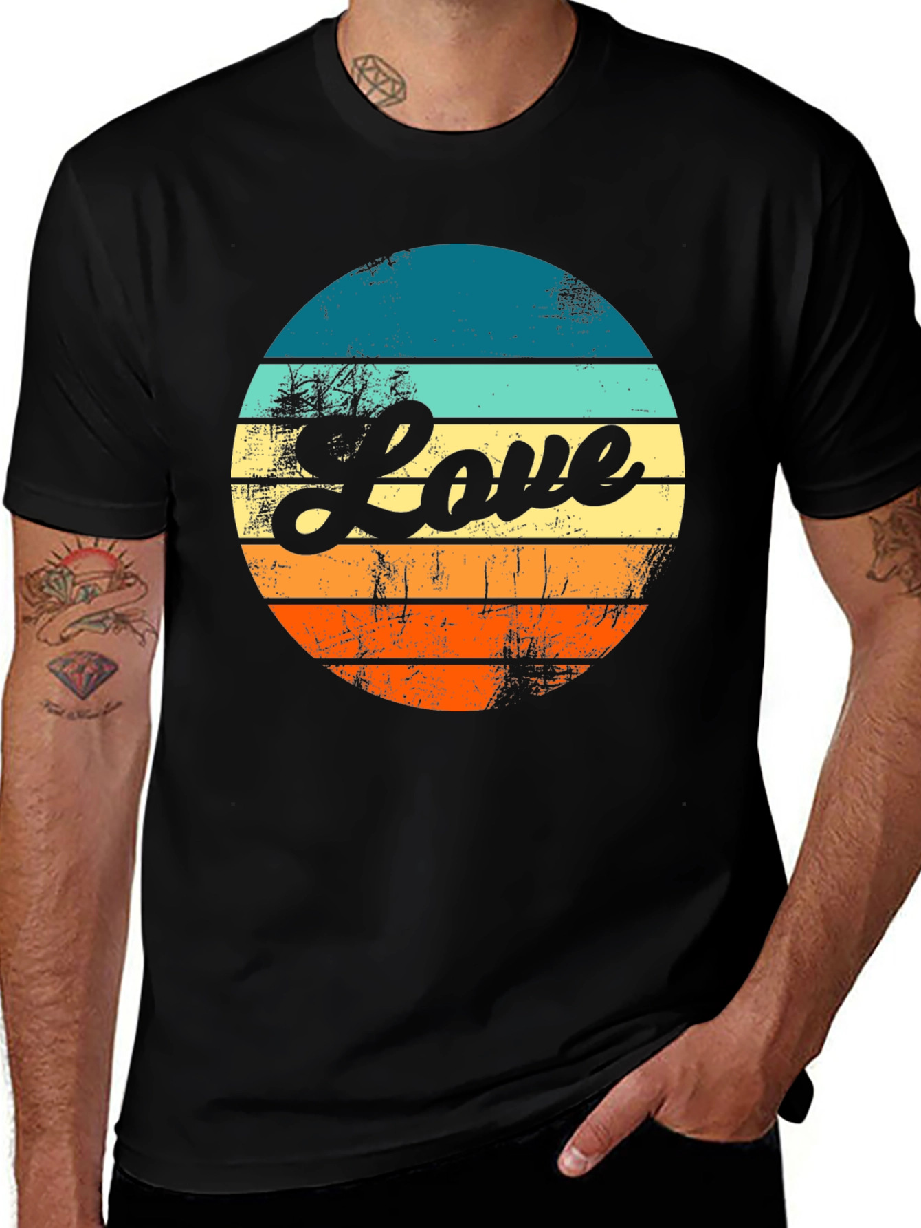 Retro Love Graphic T-Shirt - Black
