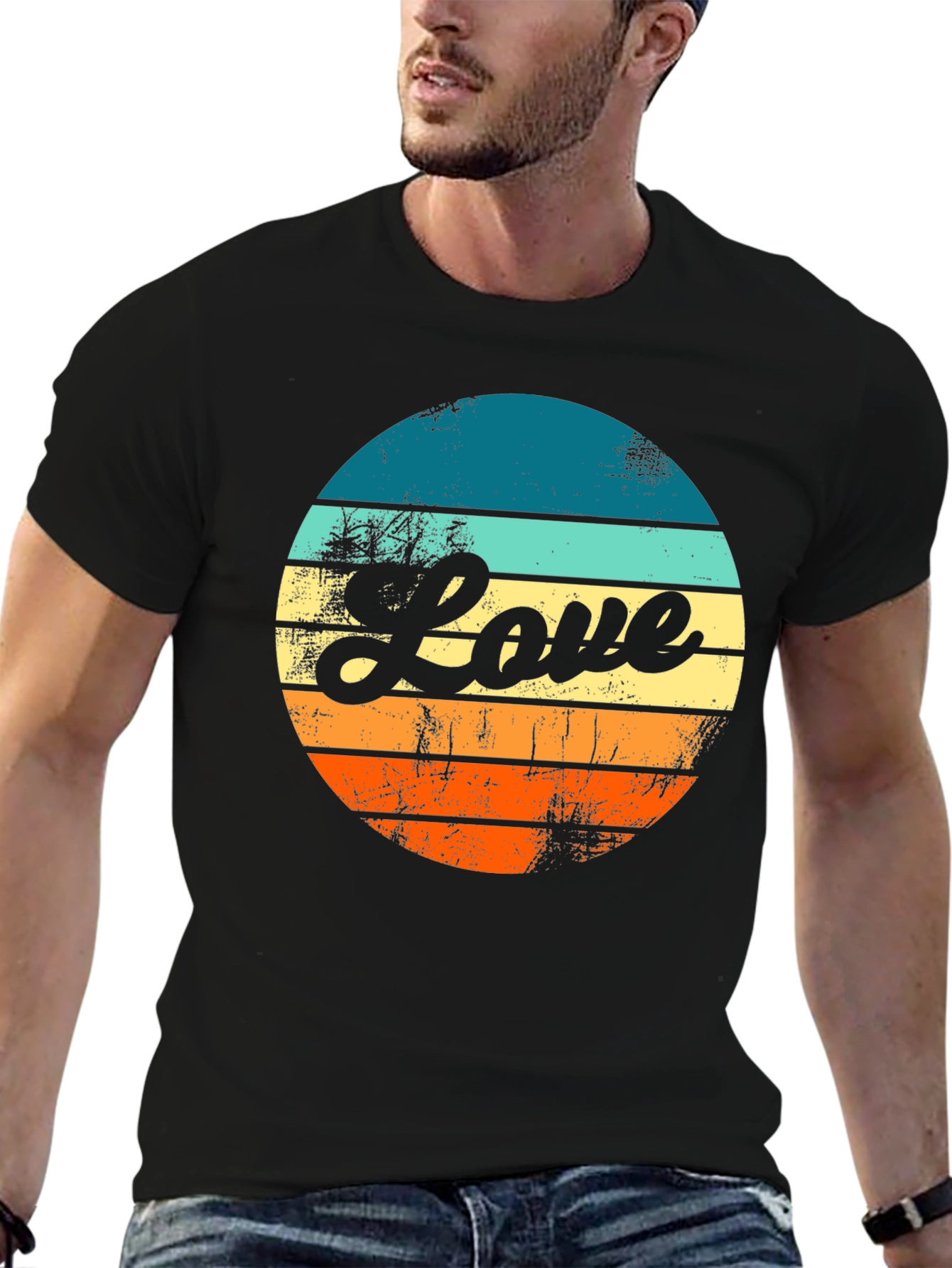 Retro Love Graphic T-Shirt - Black
