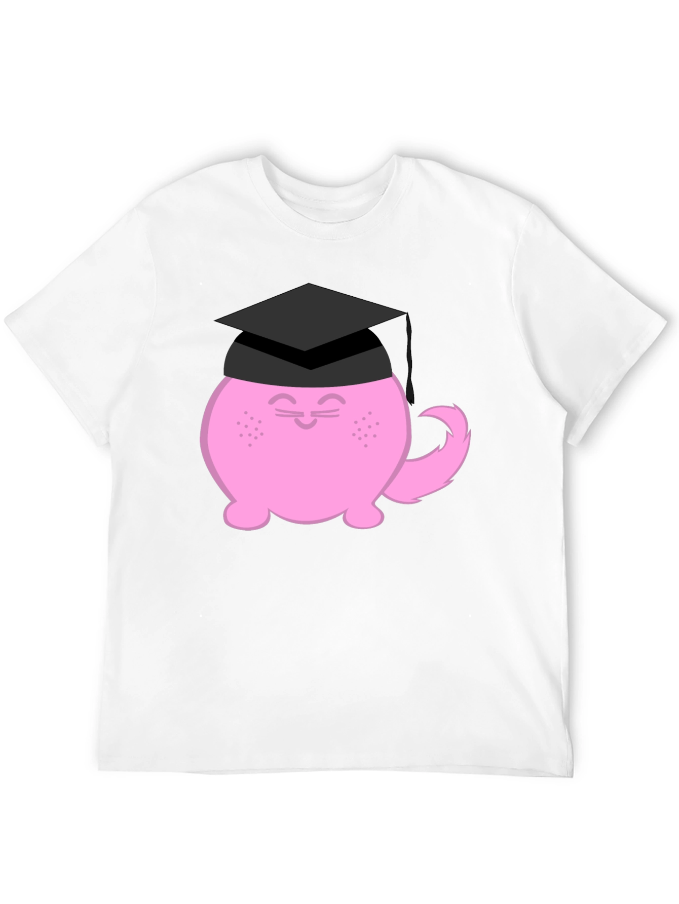 Graduation Cat Graphic T-Shirt - Black