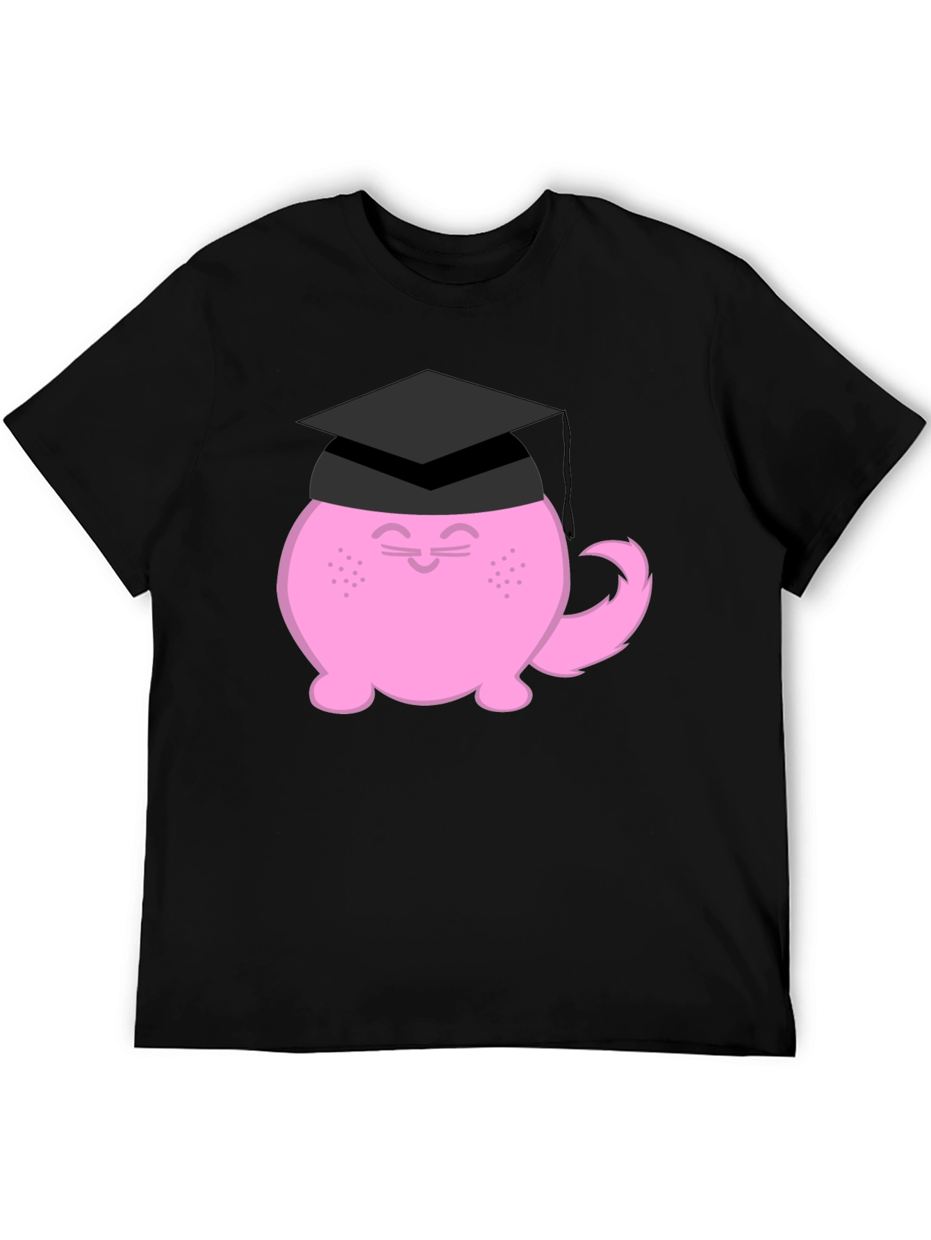 Graduation Cat Graphic T-Shirt - Black