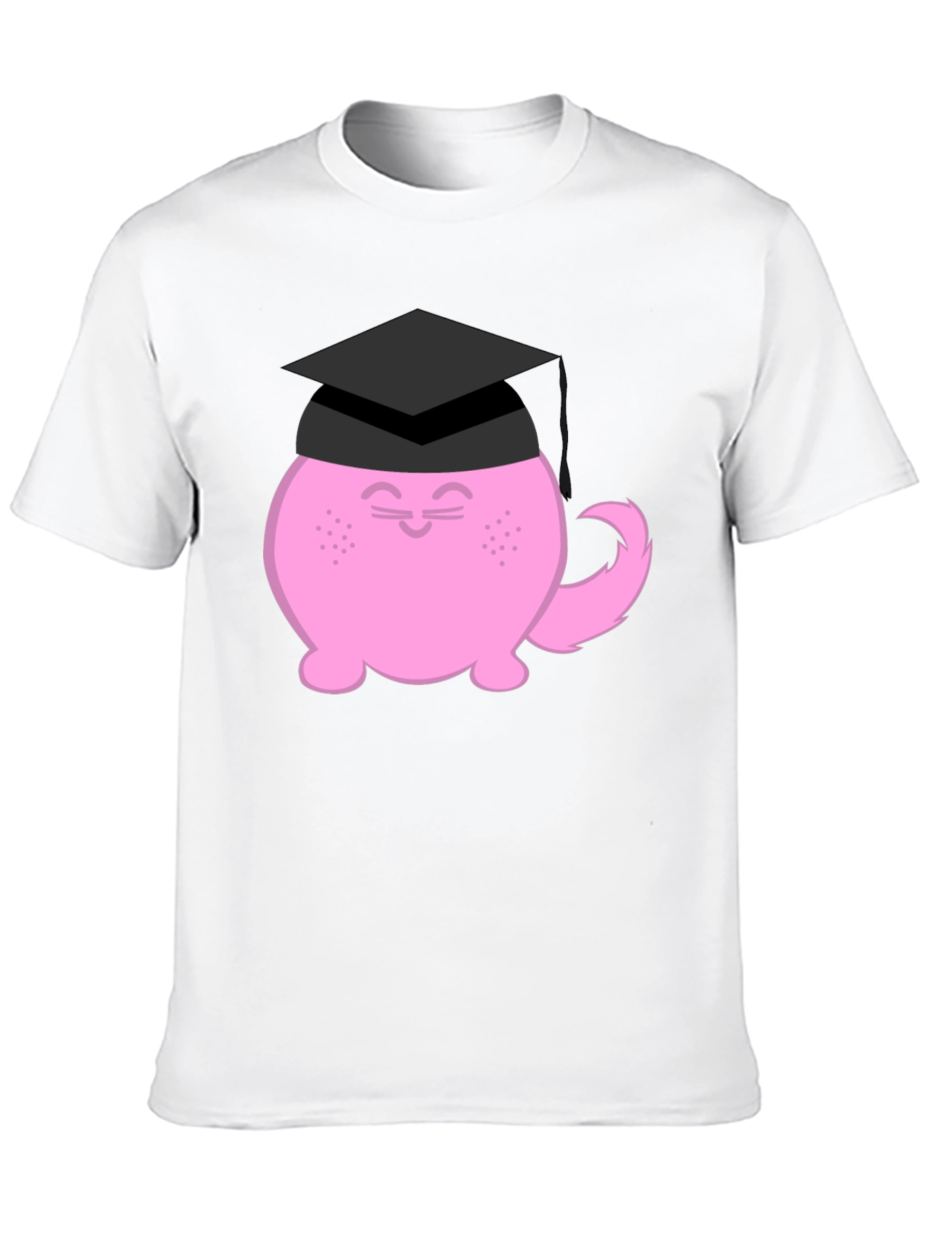 Graduation Cat Graphic T-Shirt - Black