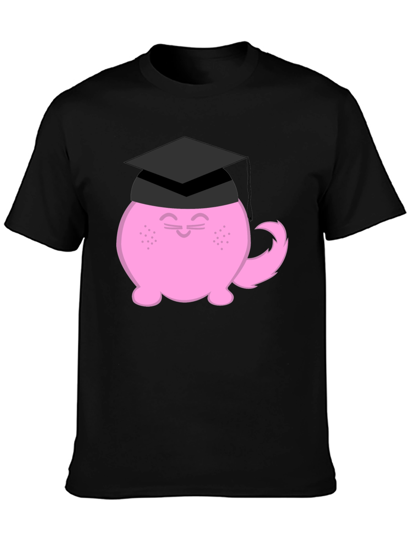 Graduation Cat Graphic T-Shirt - Black