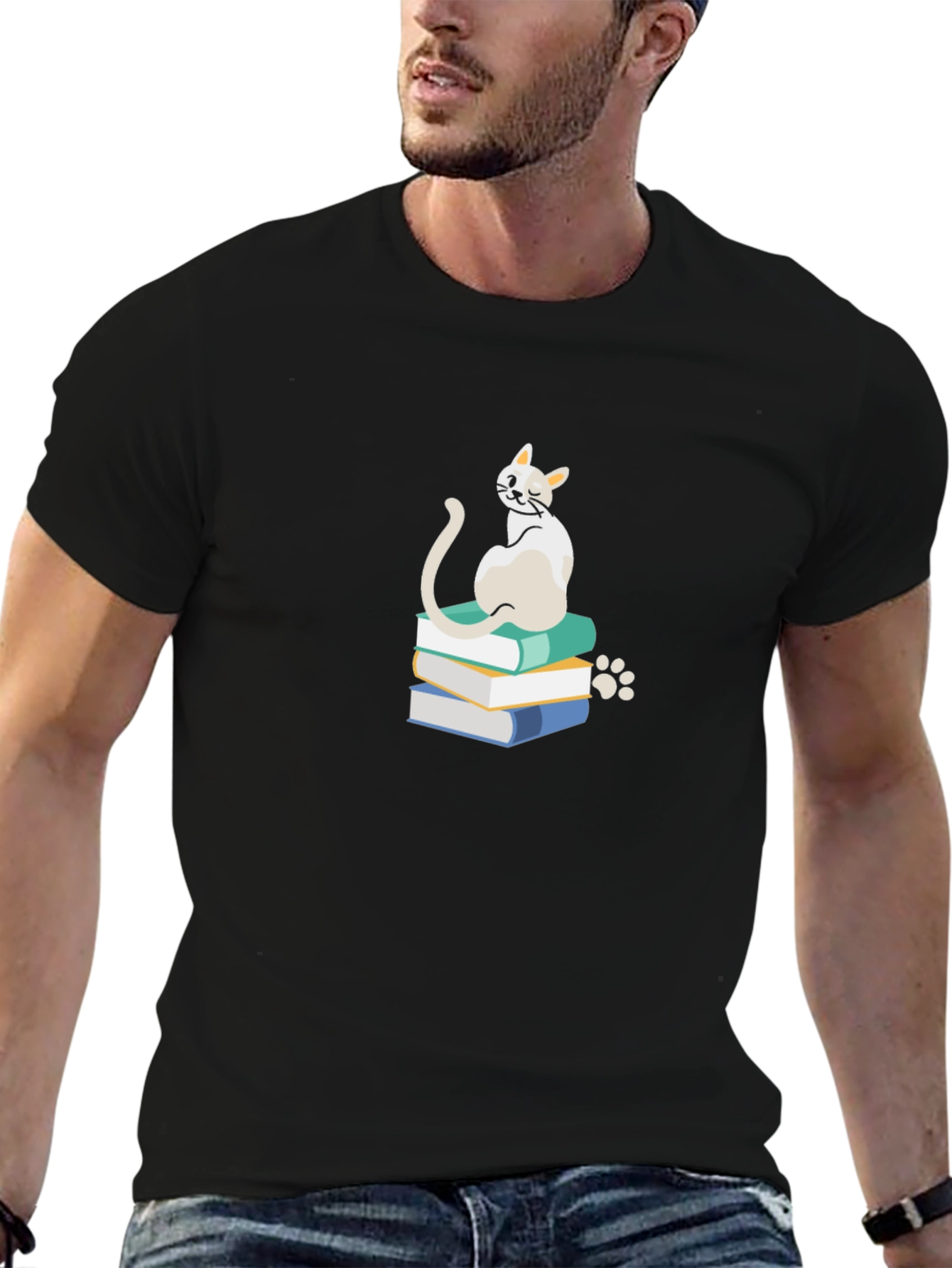Cat on Books T-Shirt
