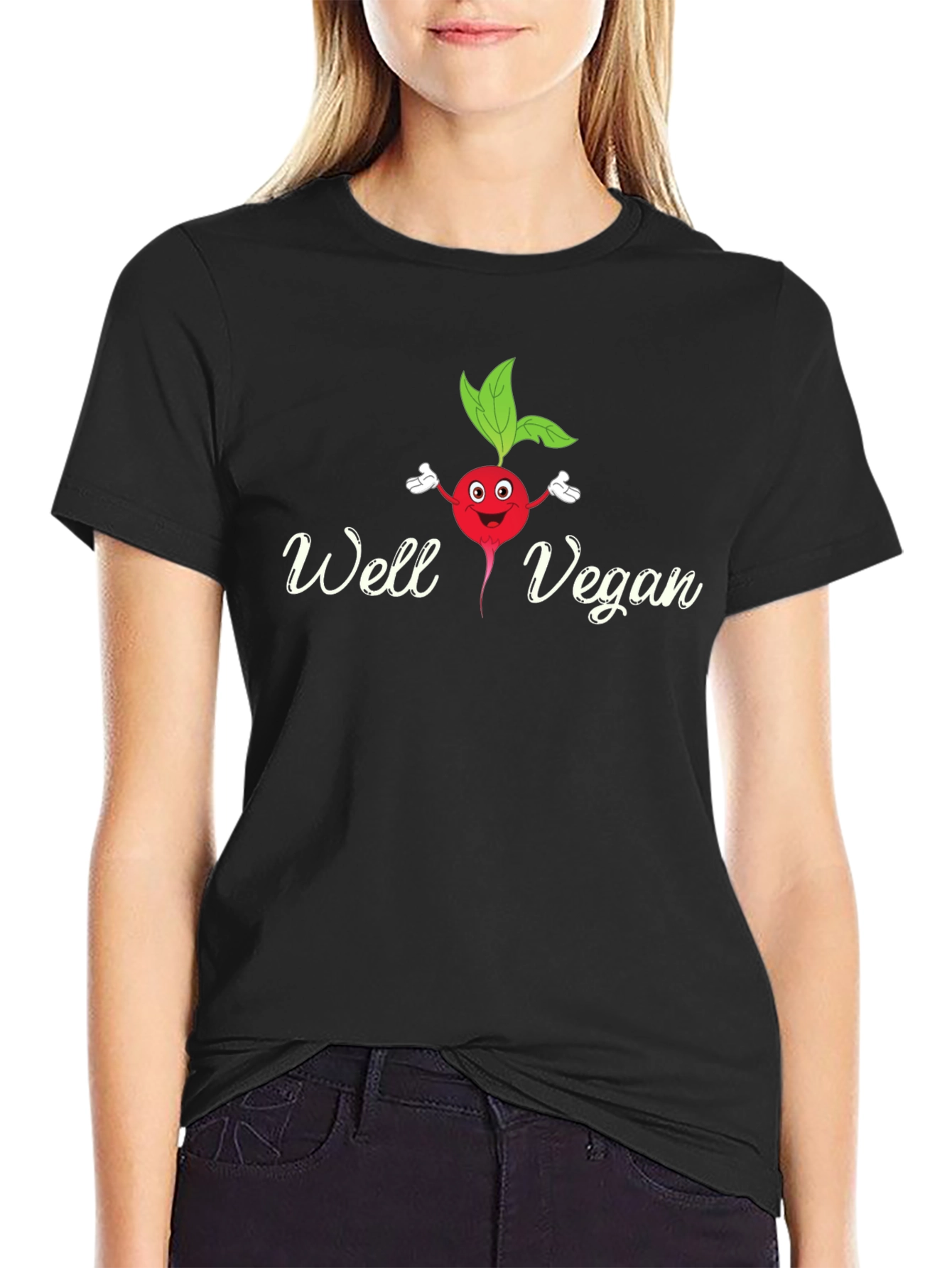 Well Vegan T-Shirt - Cute Radish Cartoon Tee