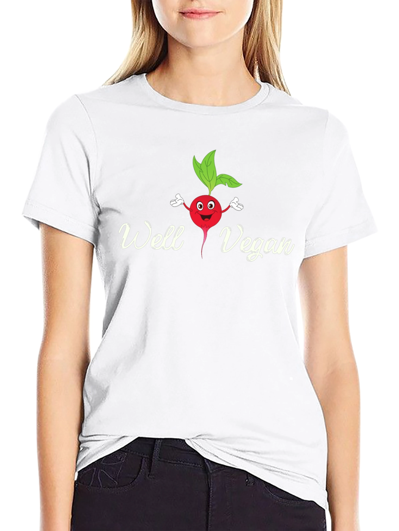Well Vegan T-Shirt - Cute Radish Cartoon Tee