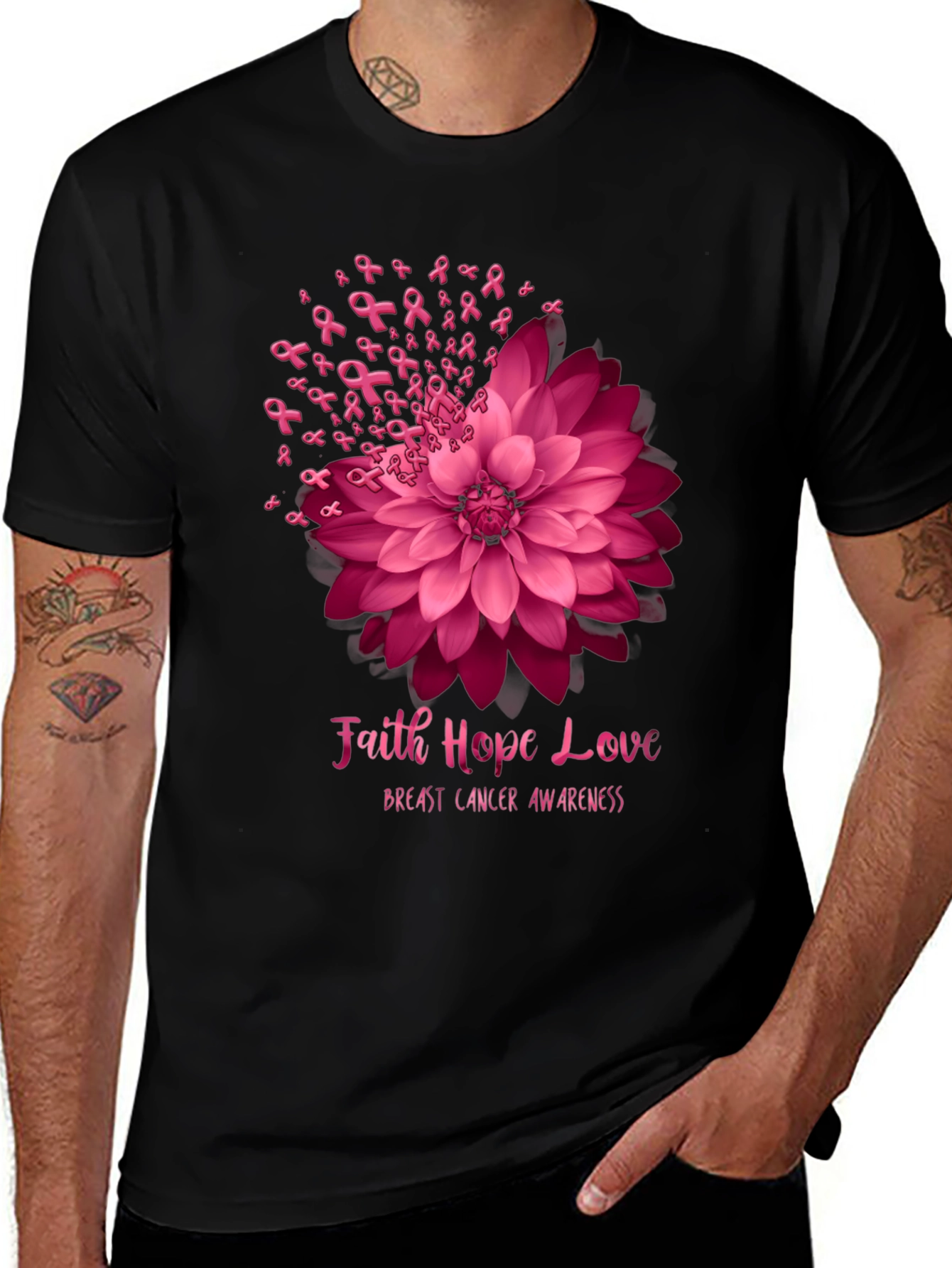 Faith Hope Love Breast Cancer Awareness T-Shirt