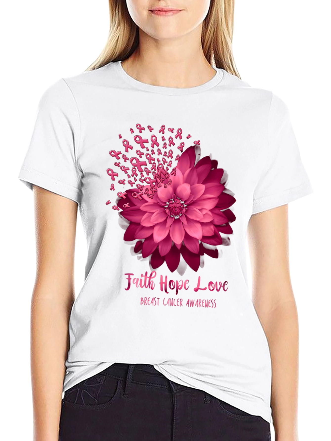 Faith Hope Love Breast Cancer Awareness T-Shirt