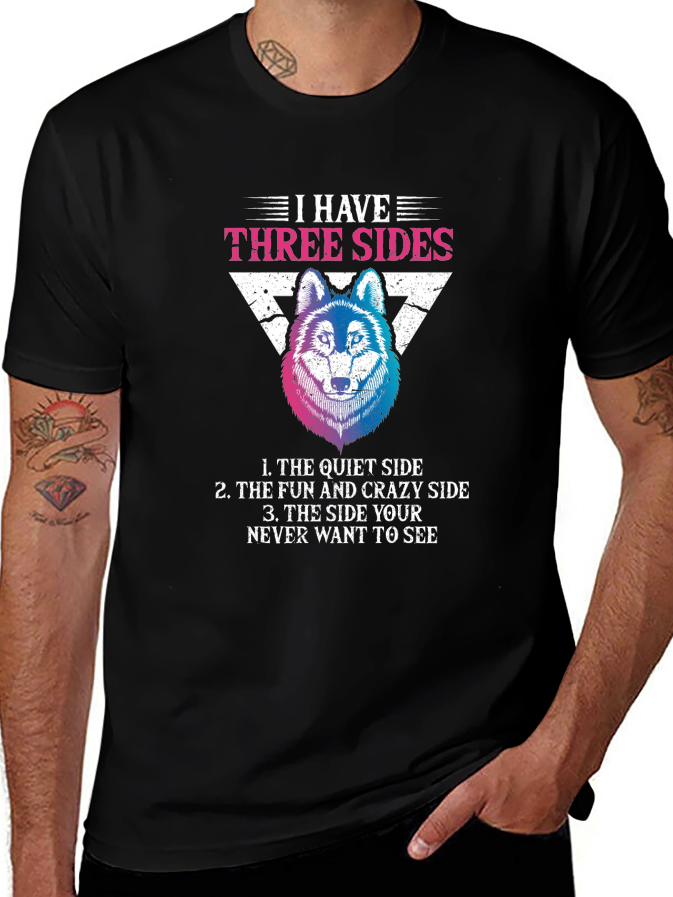Three Sides Wolf Graphic T-Shirt