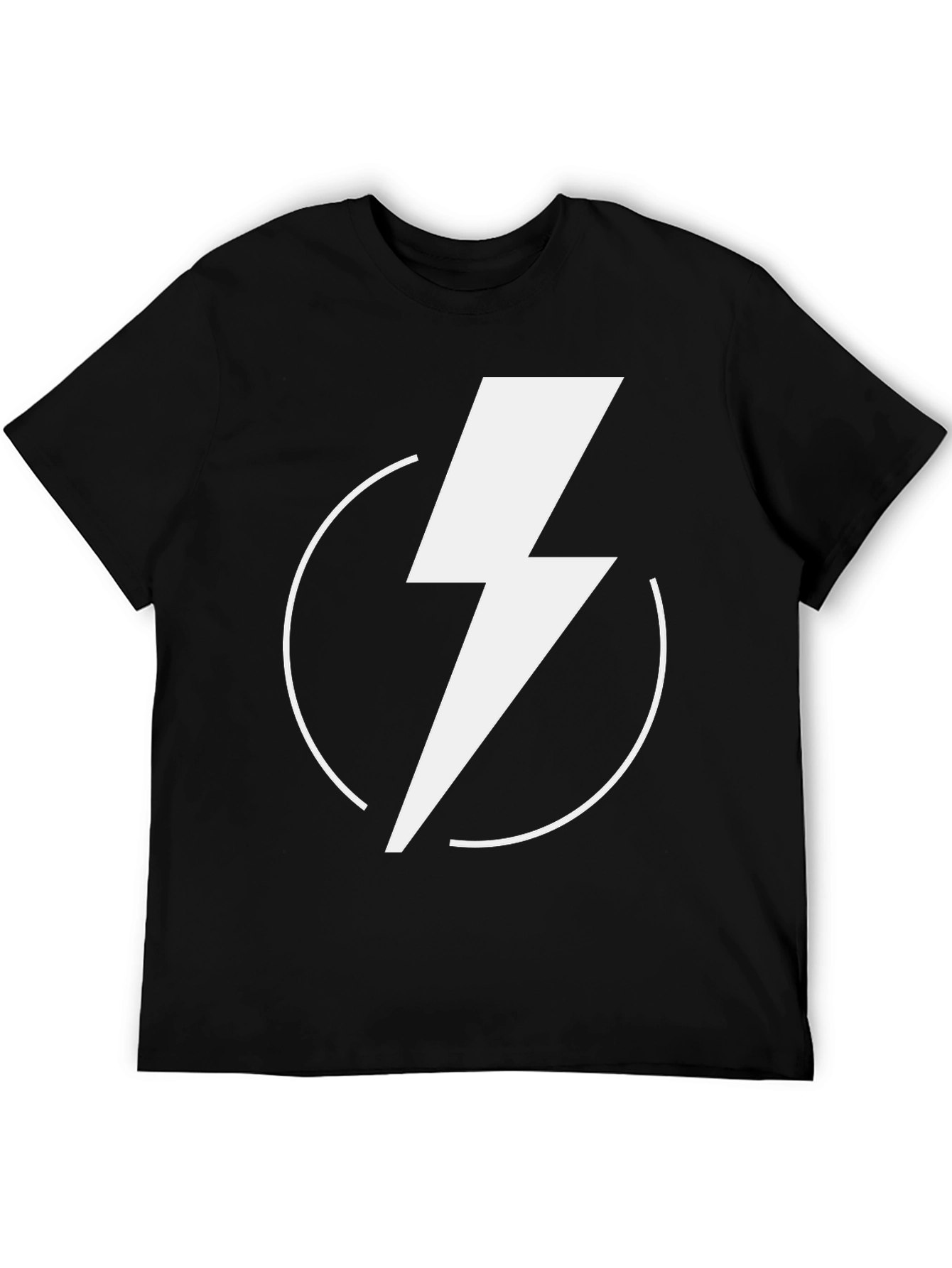 Black T-Shirt with White Lightning Bolt Design