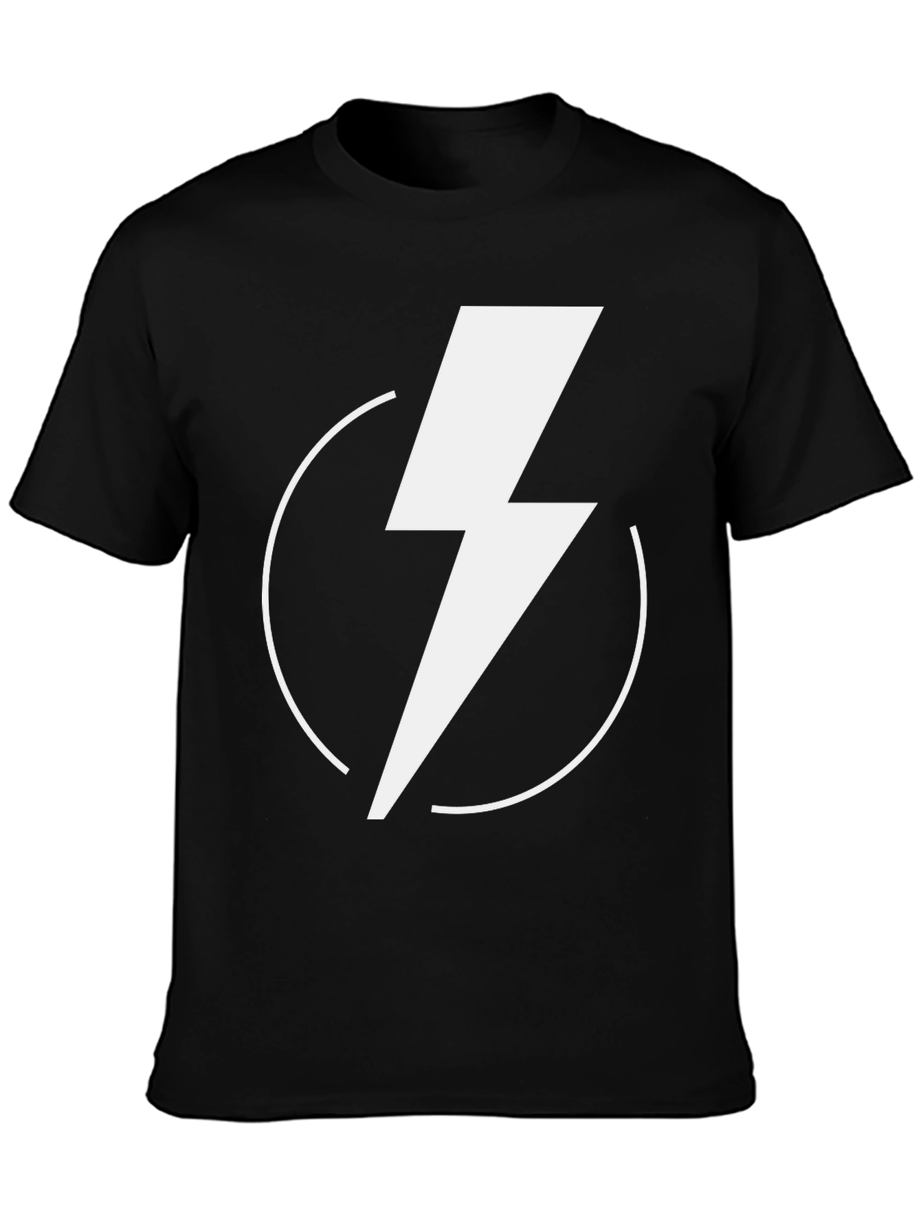 Black T-Shirt with White Lightning Bolt Design