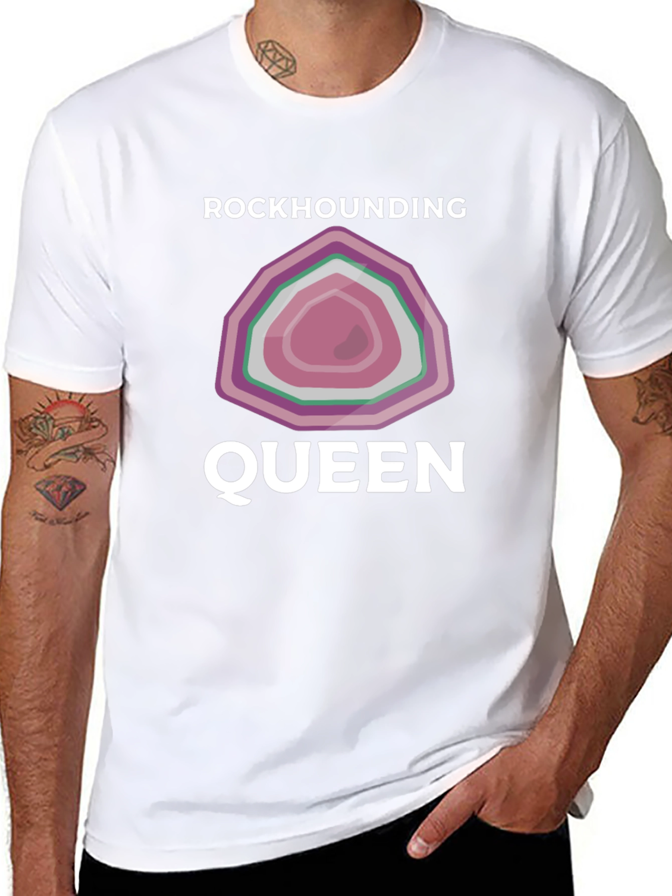 Rockhounding Queen T-Shirt - Gemstone Design