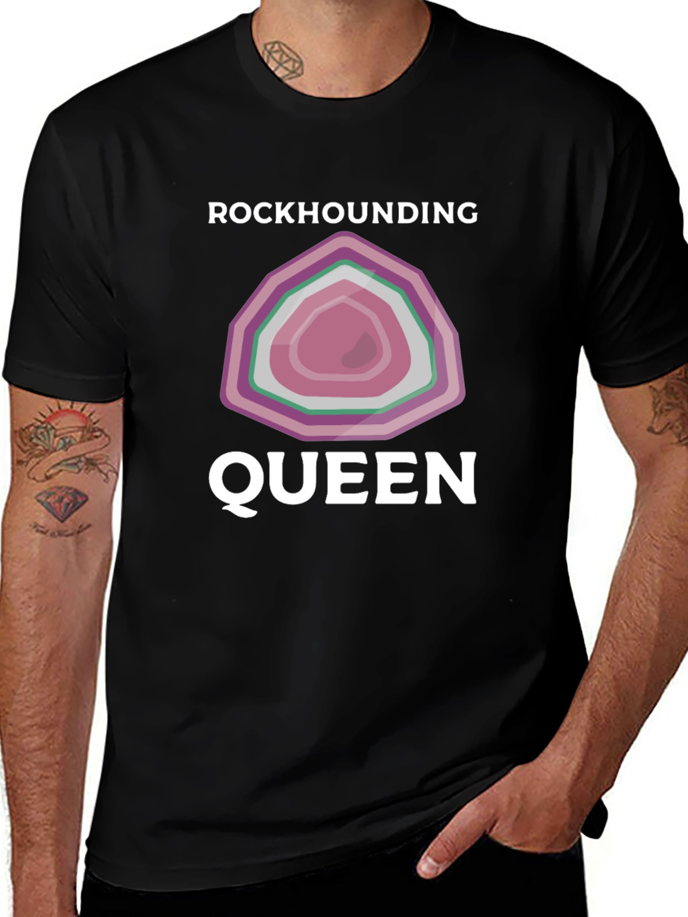 Rockhounding Queen T-Shirt - Gemstone Design